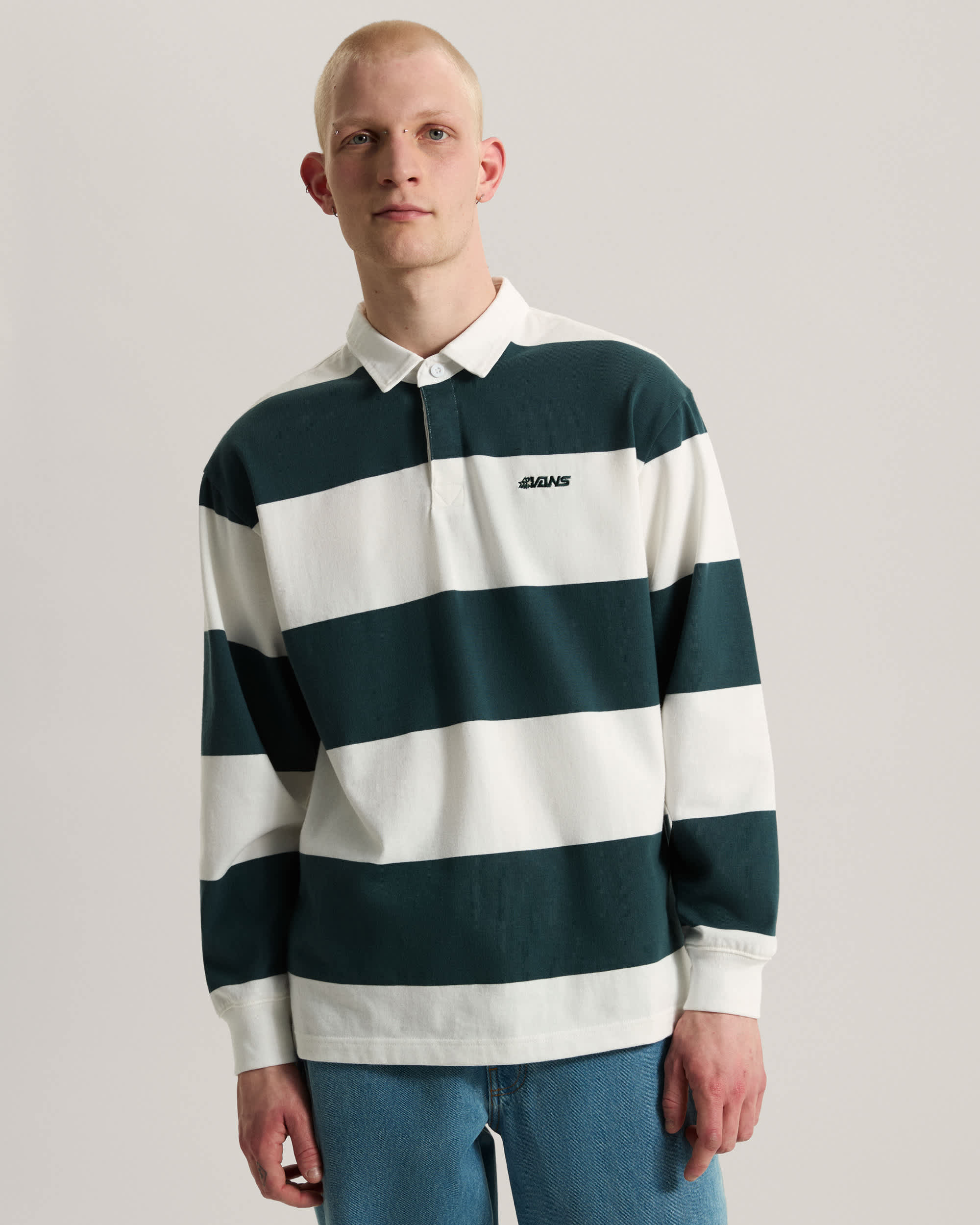 Ward Stripe Rugby Knit Polo VANS Grn ALT2