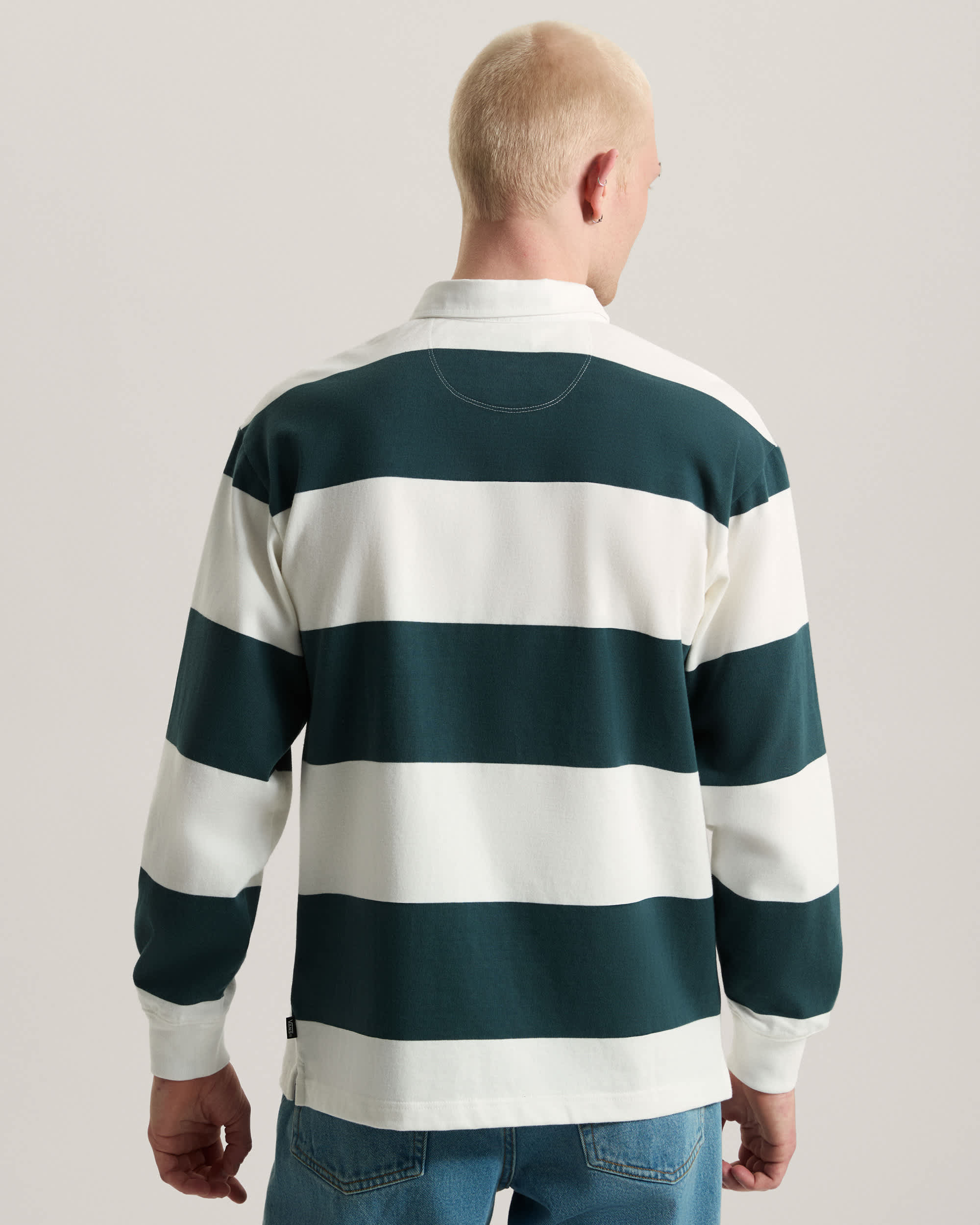 Ward Stripe Rugby Knit MarshmallowMysticMoss VANS Green ALT3