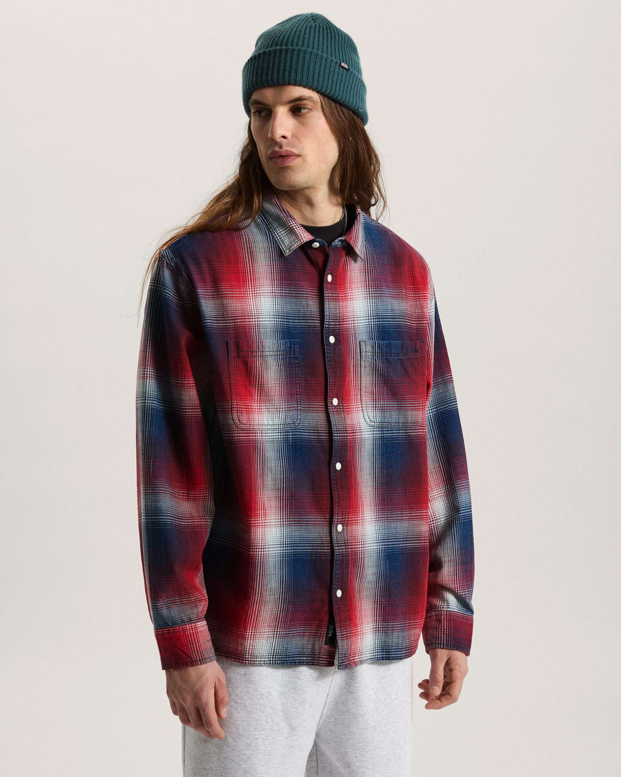 Indigo Plaid Langarmhemd VANS Rot ALT2