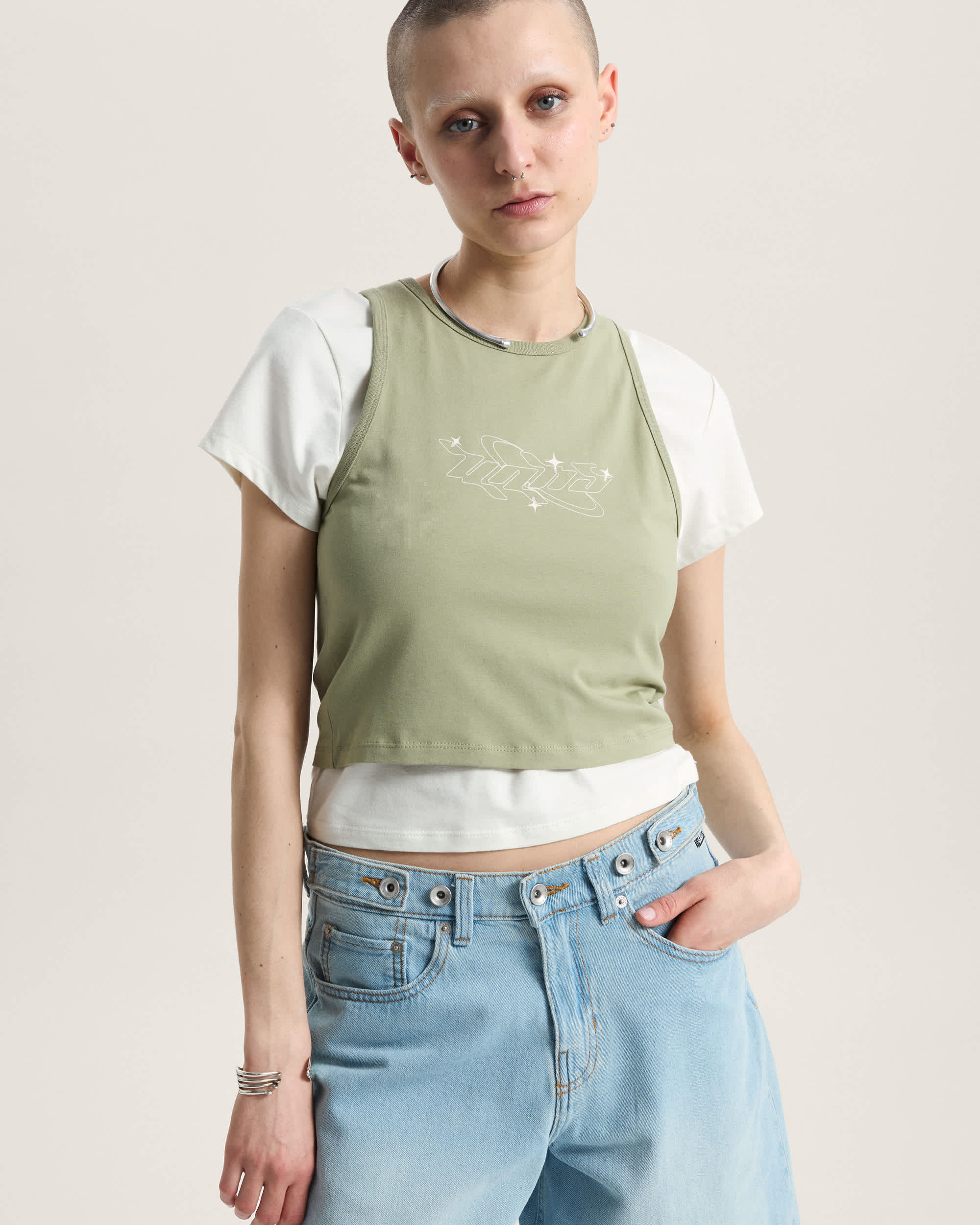Y2K Star Tanktop VANS Beige ALT2