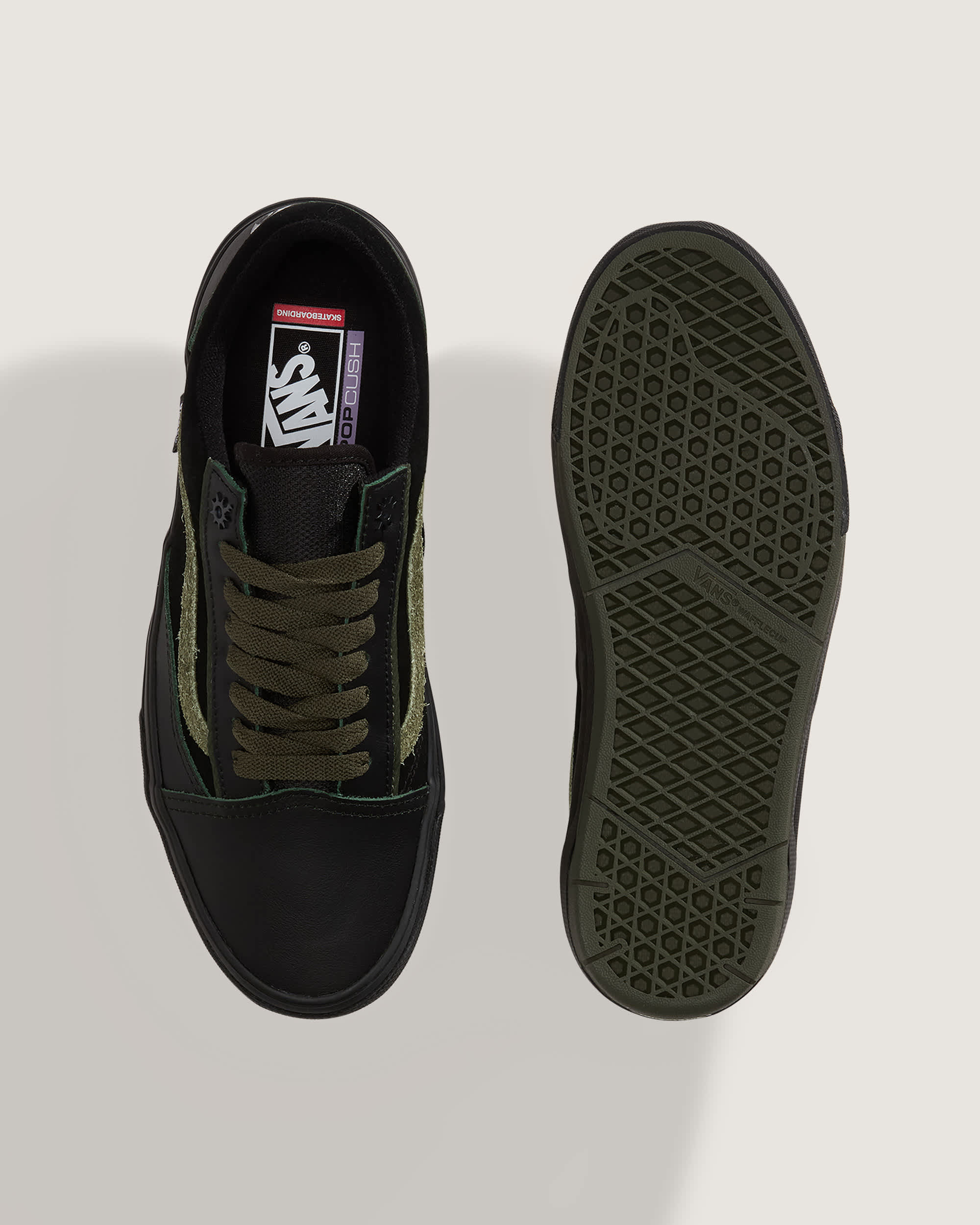 Skate Old Skool Wafflecup Shoes VANS BlackGreen ALT2