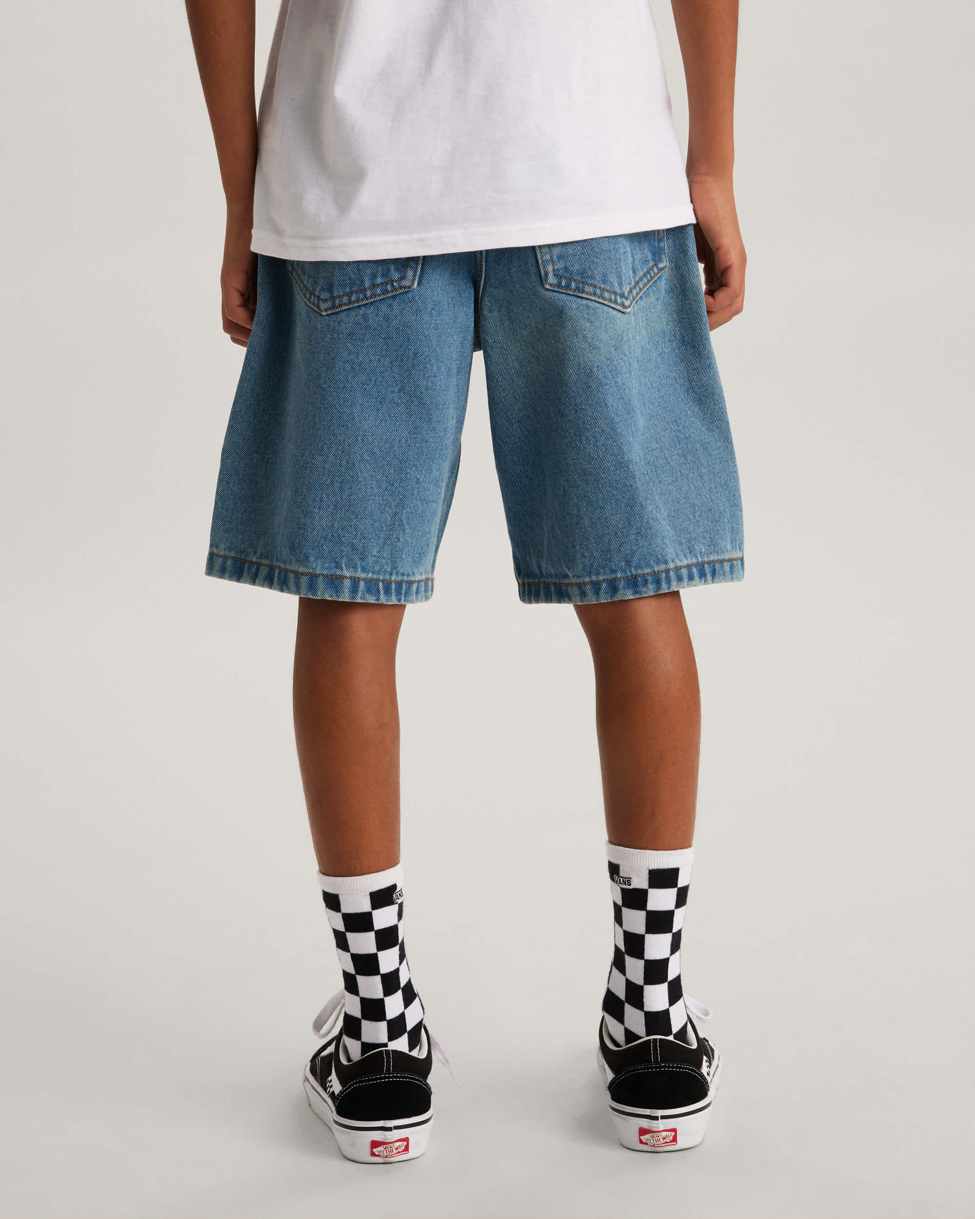 Kids Check5 Baggy Denim Shorts 814 years VANS Blue ALT3
