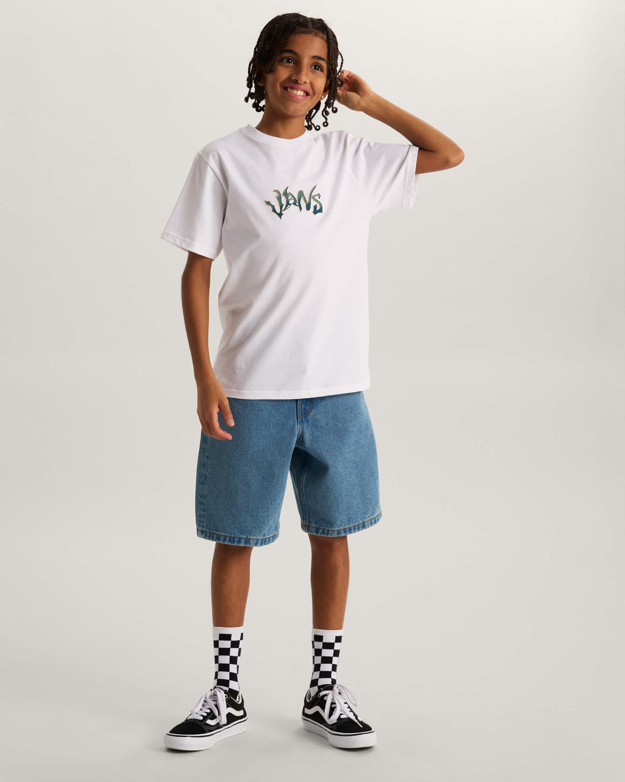 Kids Check5 Baggy Denim Shorts 814 years VANS Blue ALT5