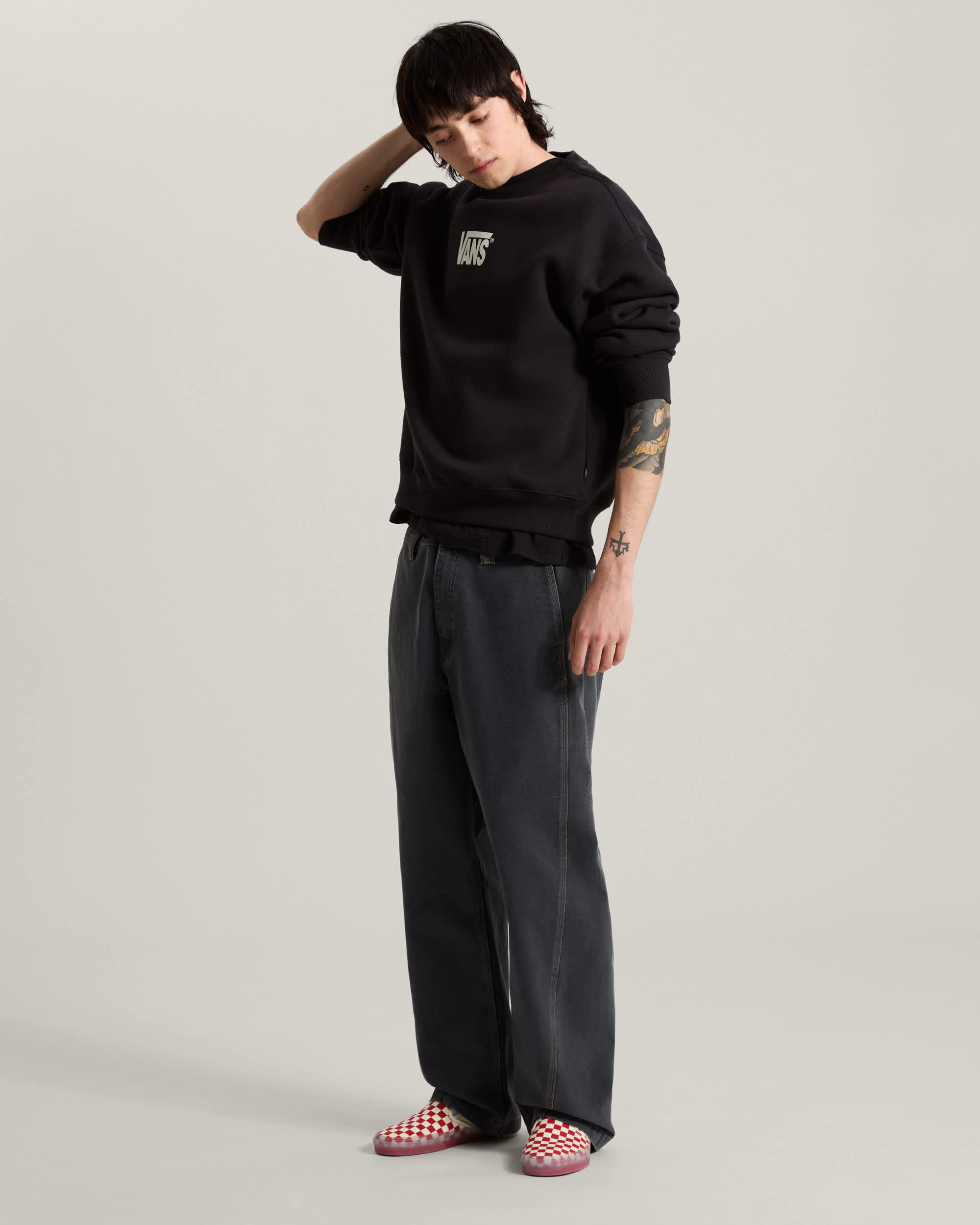 Stretch Logo Crew Sweatshirt VANS Black ALT5