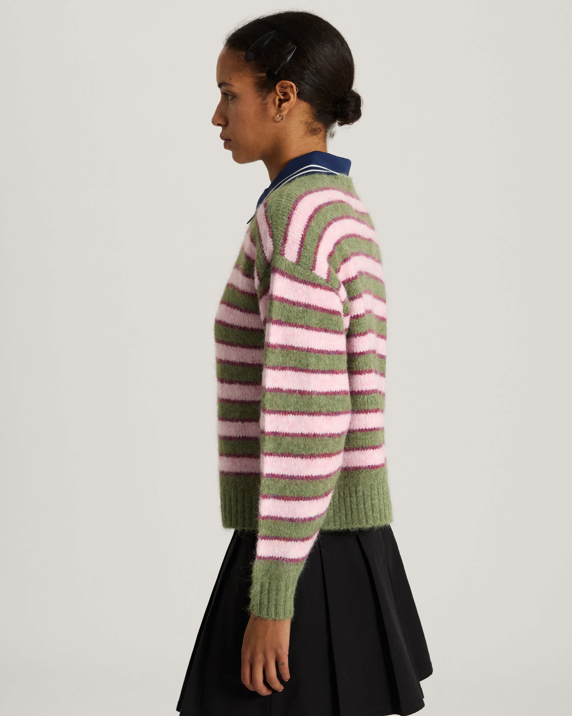 Rollins Stripe Sweater Green BalsamMystcMlbry VANS GreenPurple ALT4