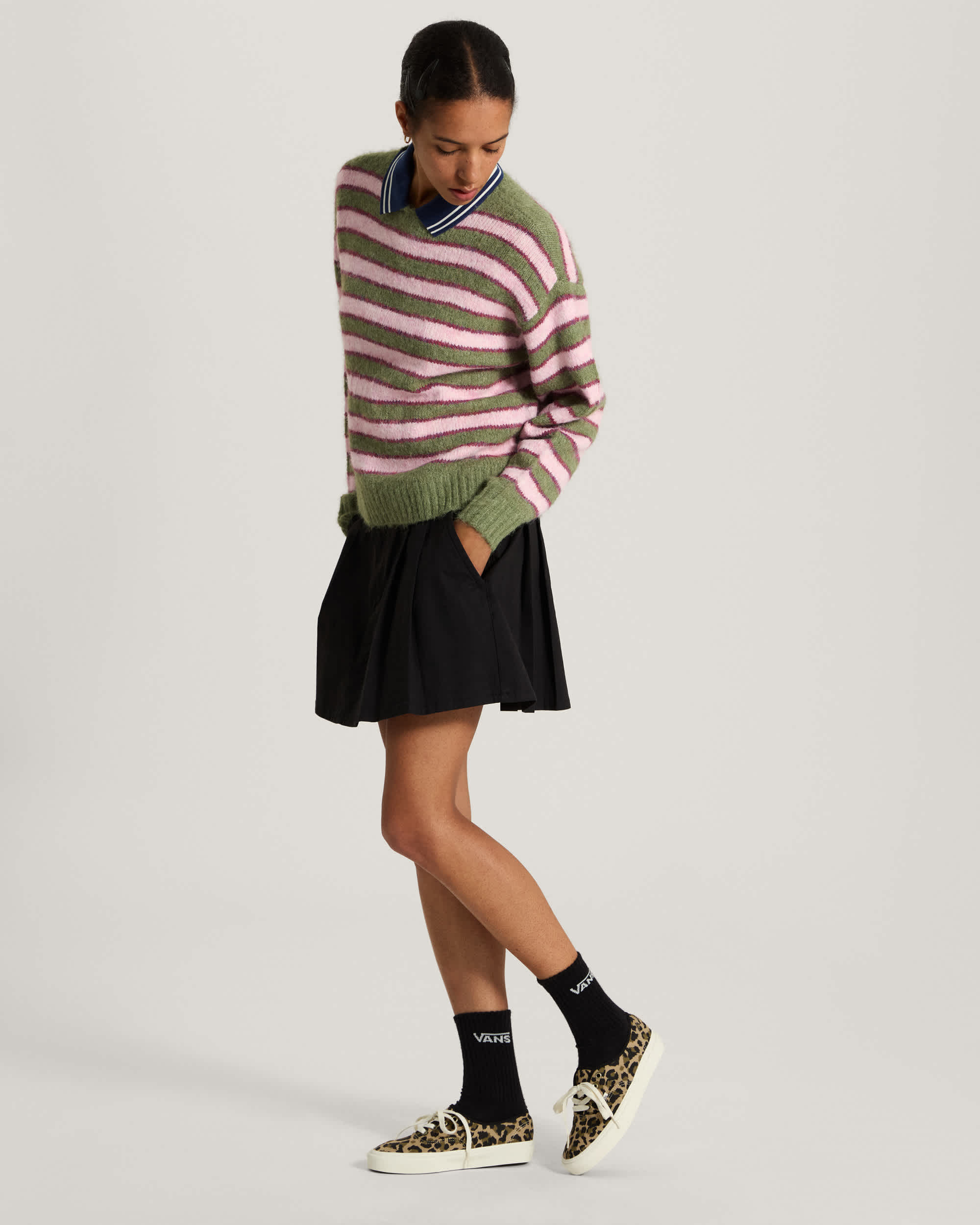 Rollins Stripe Sweater Green BalsamMystcMlbry VANS GreenPurple ALT5