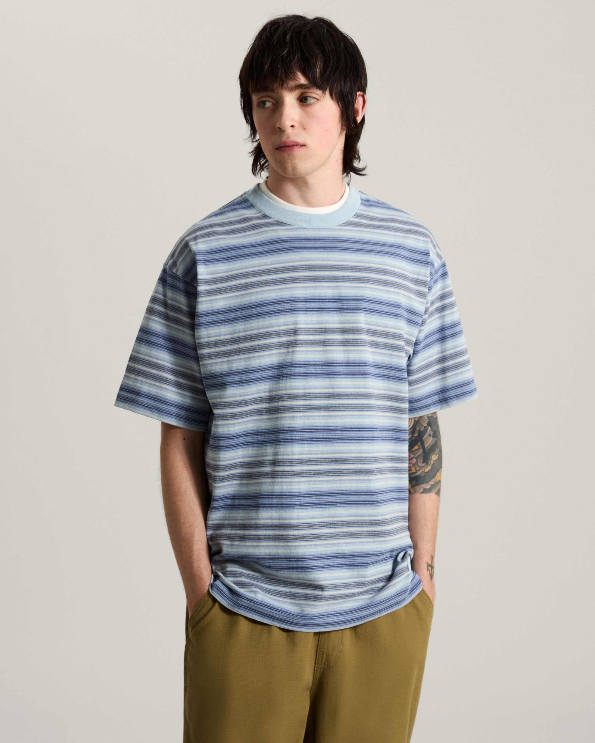 Tshirt Ringer Striped Knit VANS Bleu ALT2