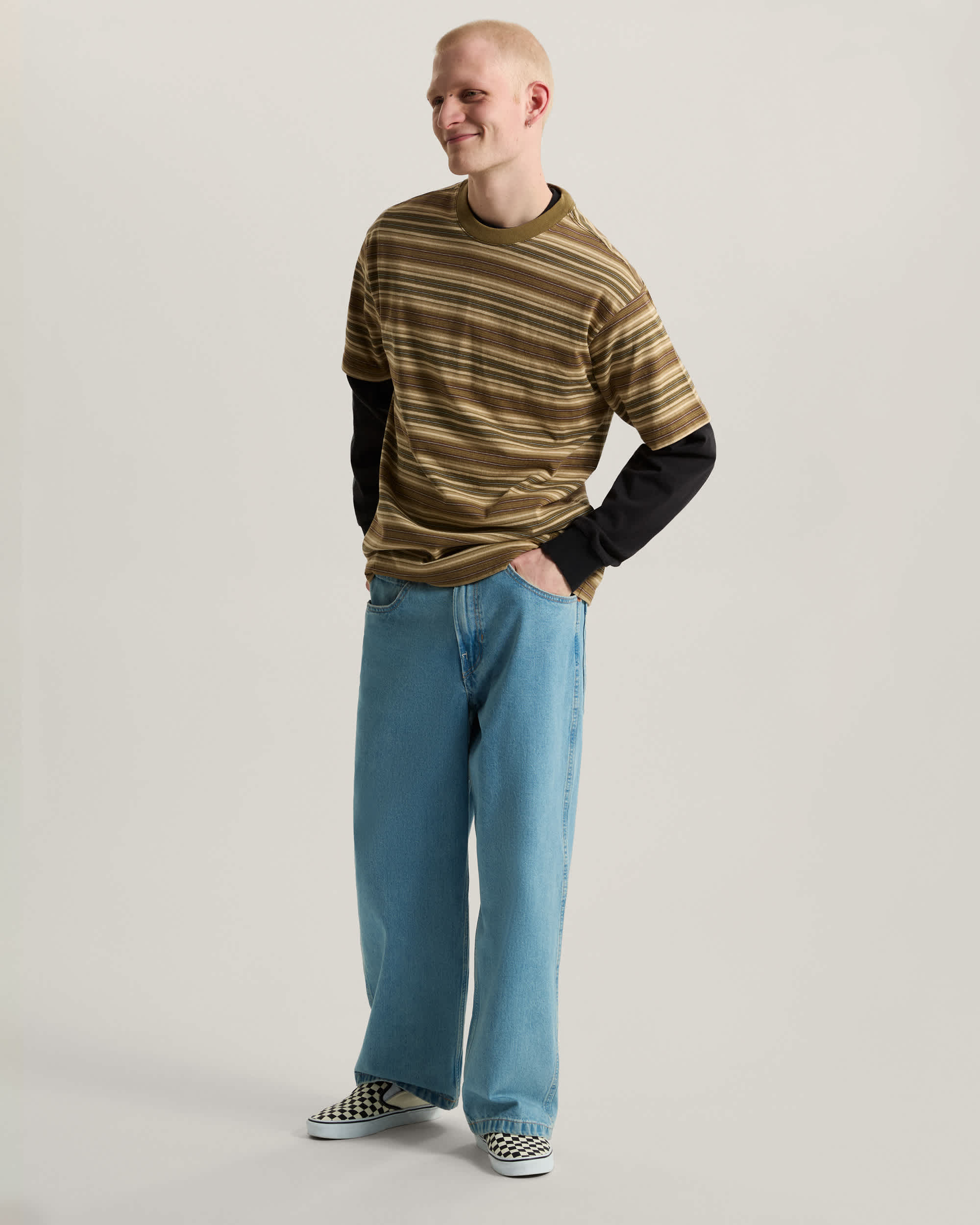 Tshirt Ringer Striped Knit VANS Beige ALT4