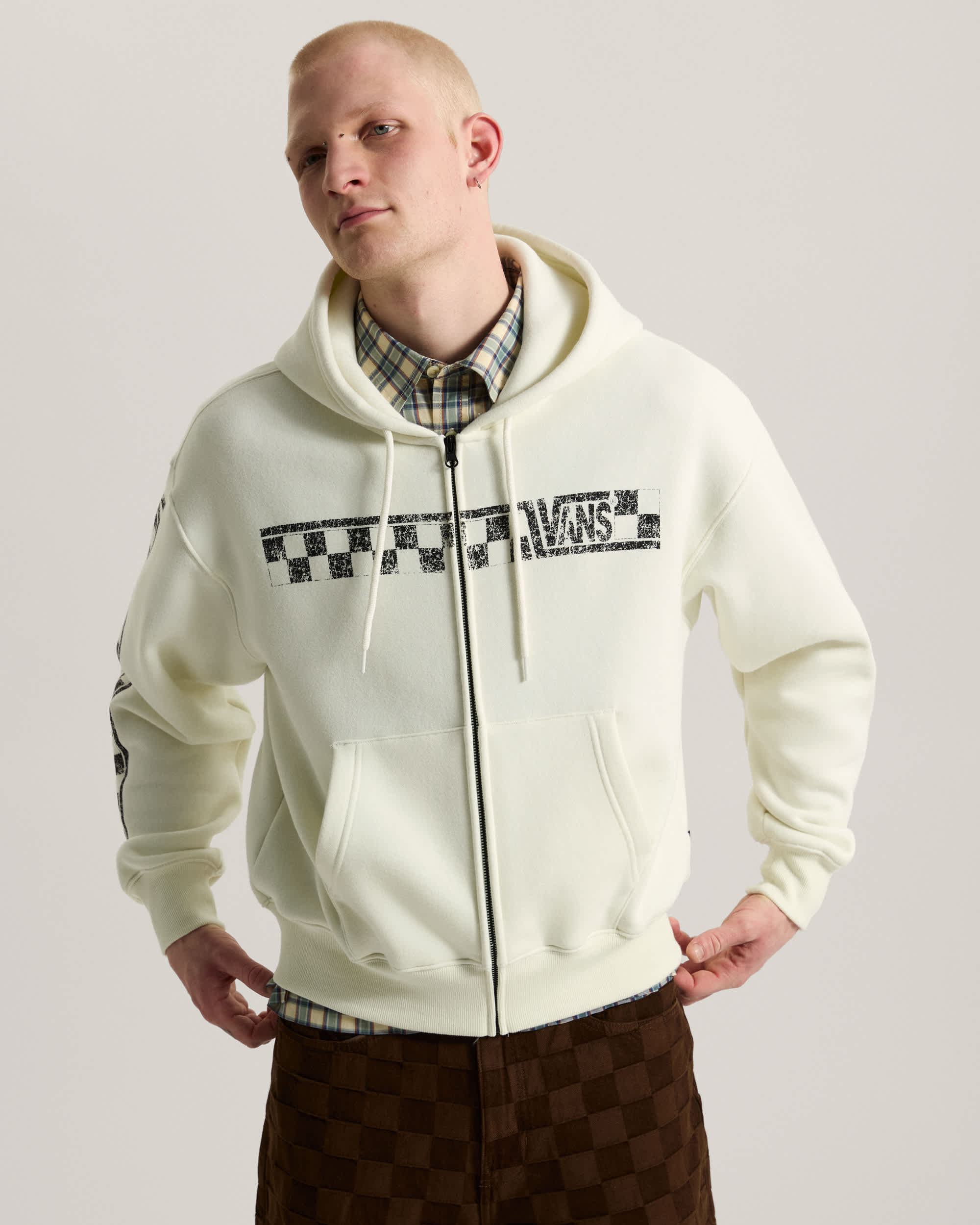 Sweat  capuche Vans Racing Full Zip VANS Blanc ALT2