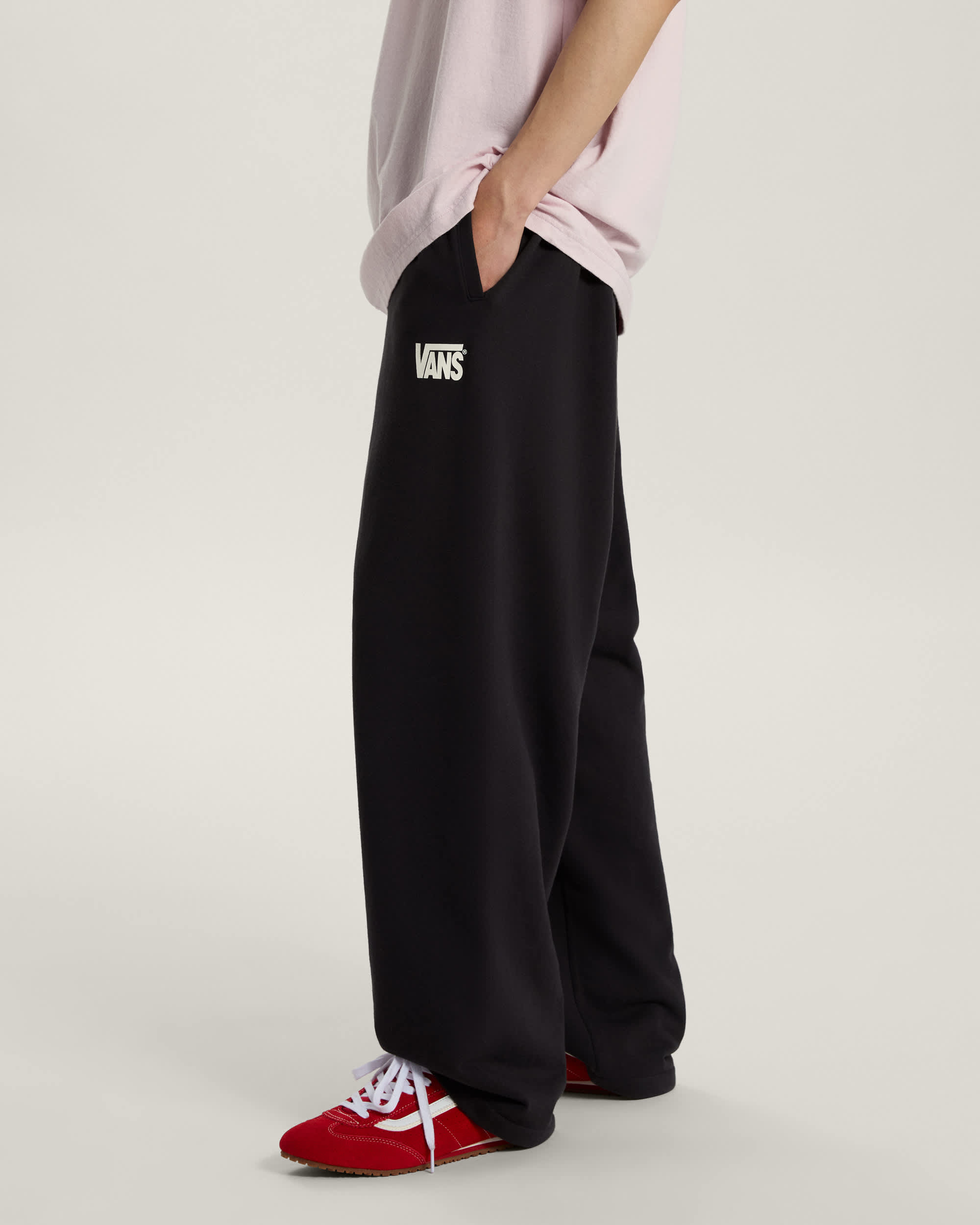 Pantaloni in pile elasticizzati a gamba dritta con logo VANS Nero ALT4