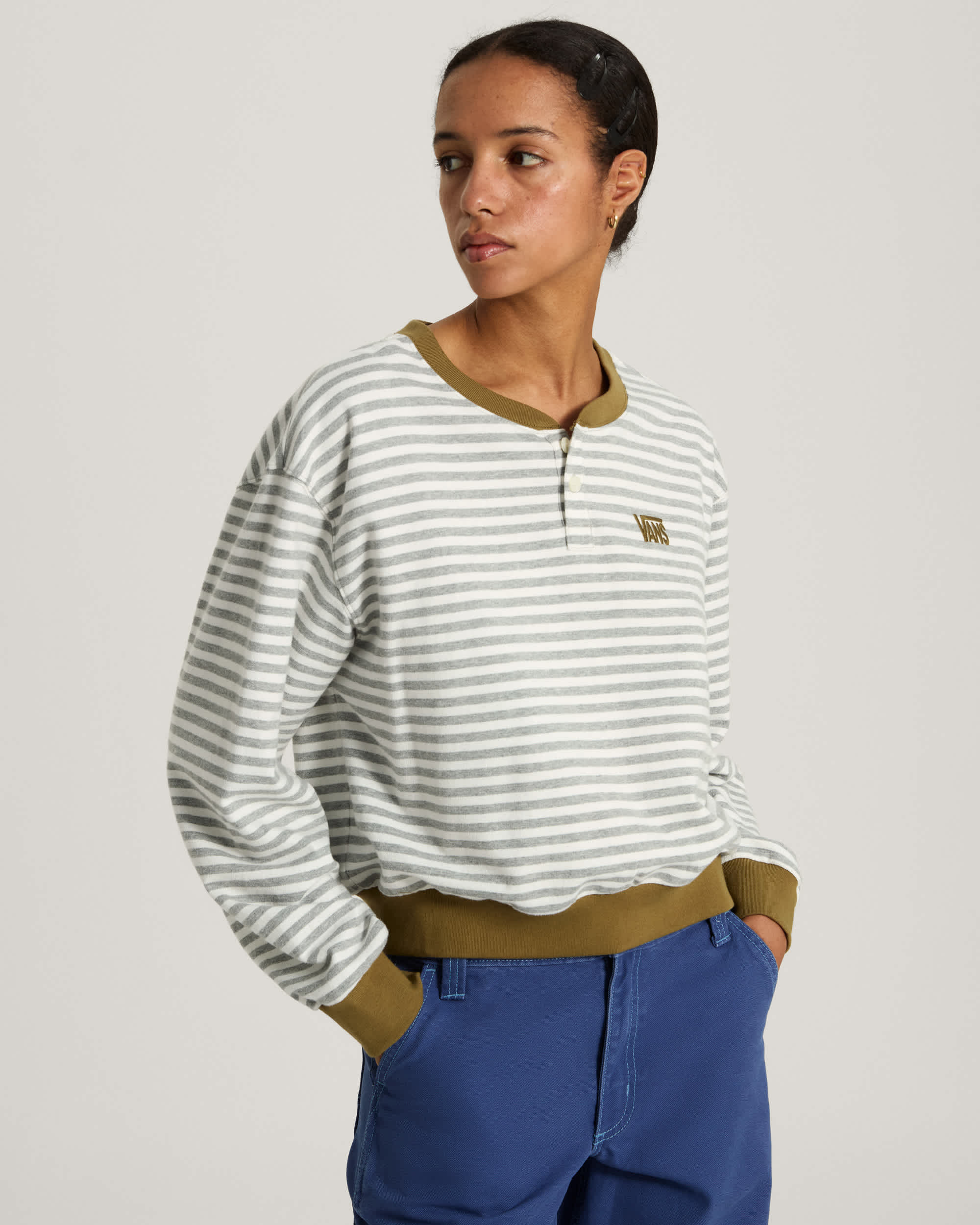 Tshirt Molly Long Sleeve Henley VANS Gris ALT2