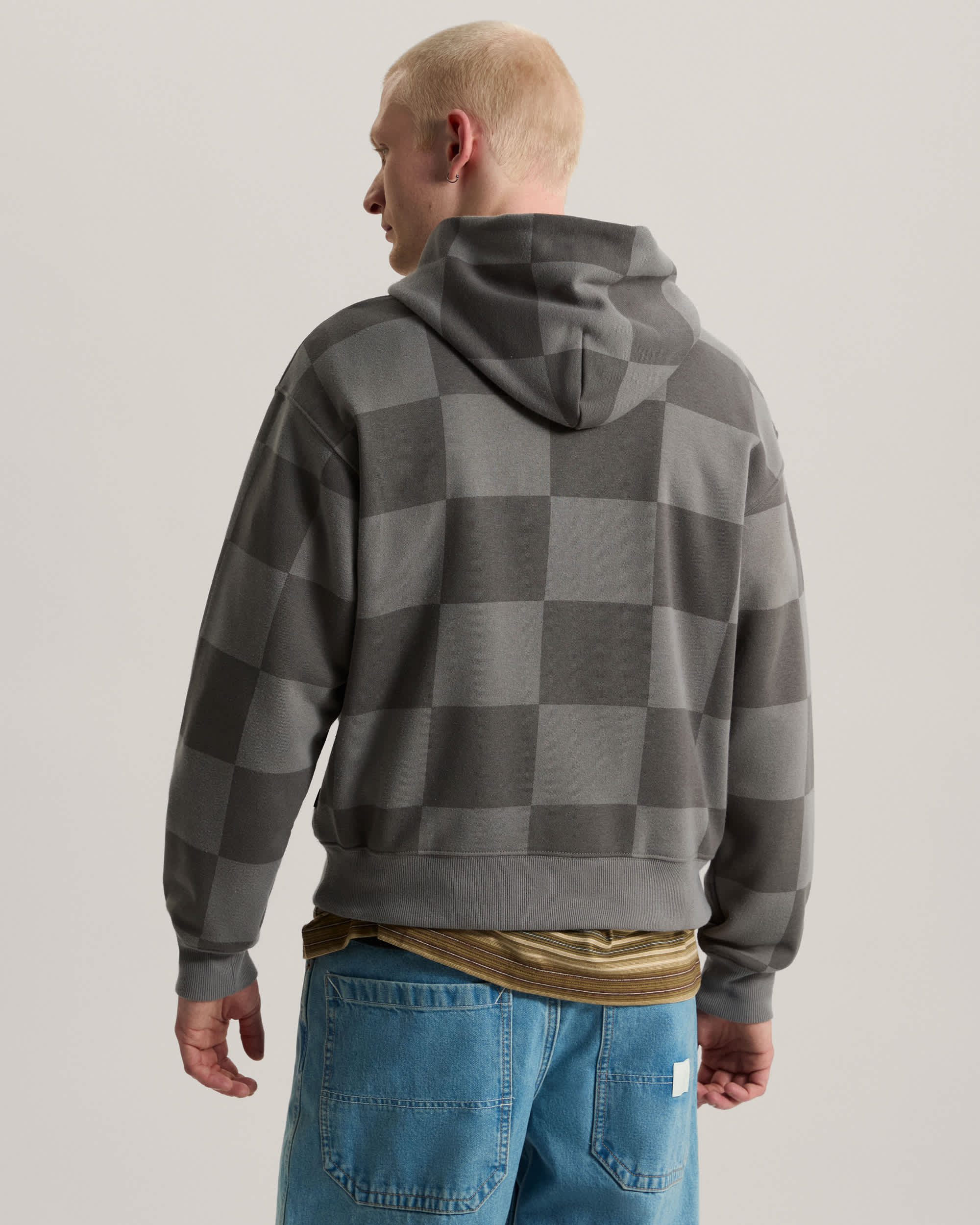Sweat  capuche Stretch Logo Checkerboard VANS Gris ALT3