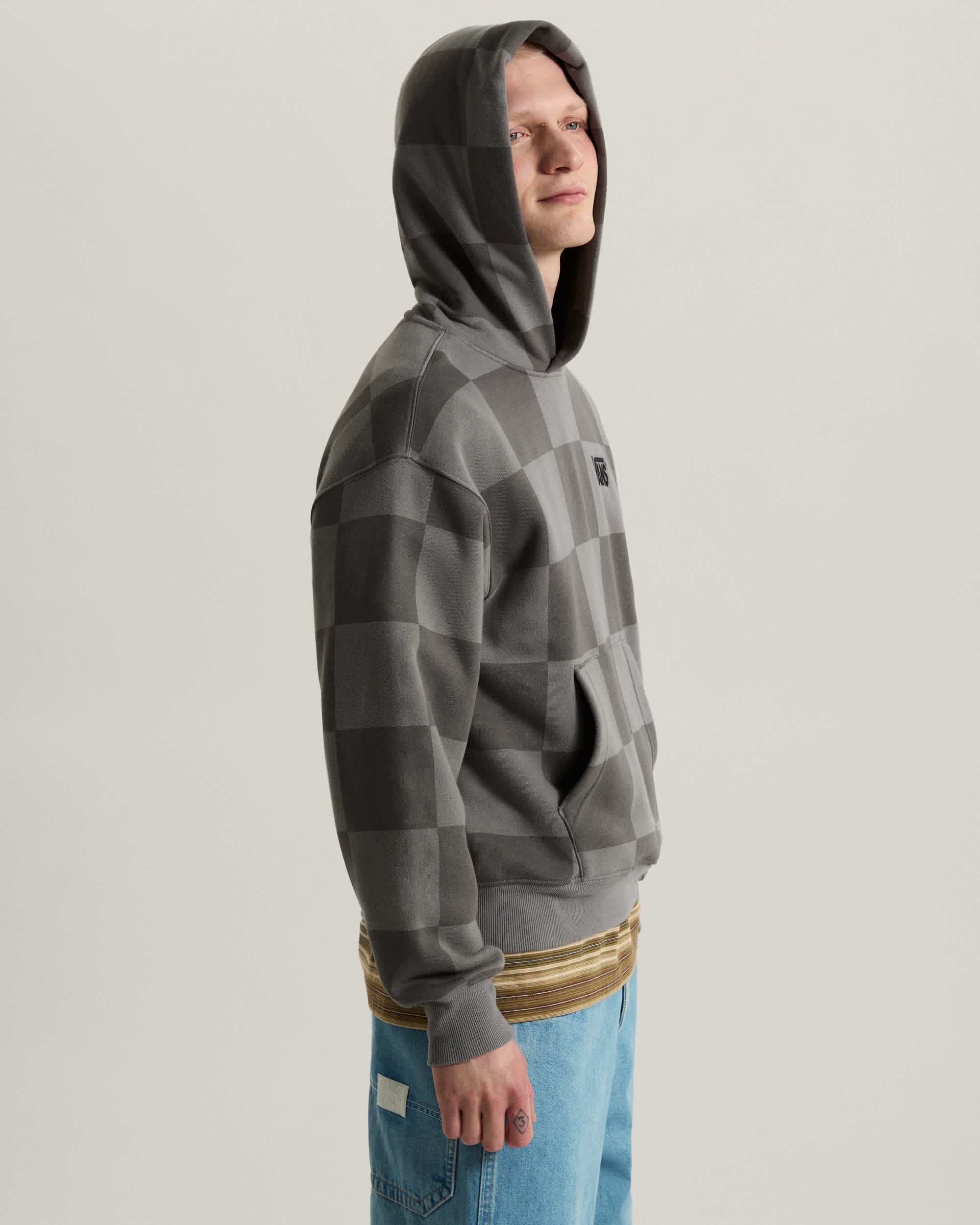 Sweat  capuche Stretch Logo Checkerboard VANS Gris ALT4