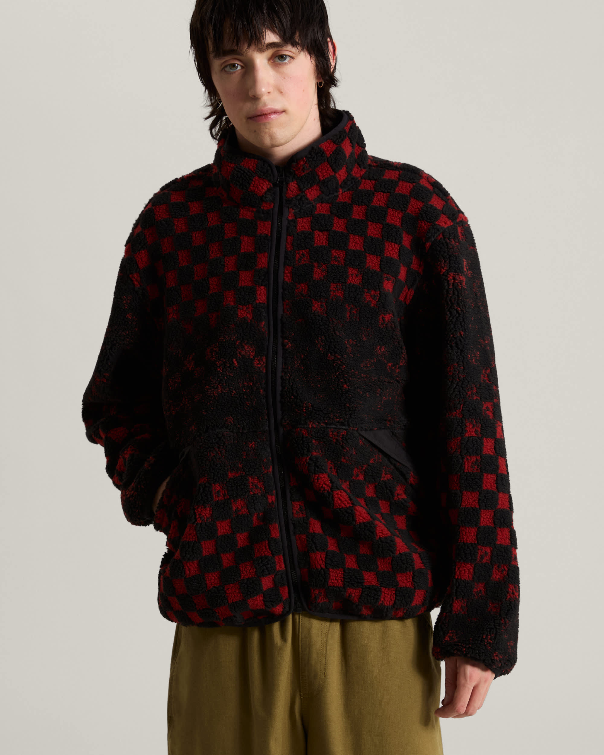 Nights High Pile Jacket Poppy Ember VANS Rouge ALT2