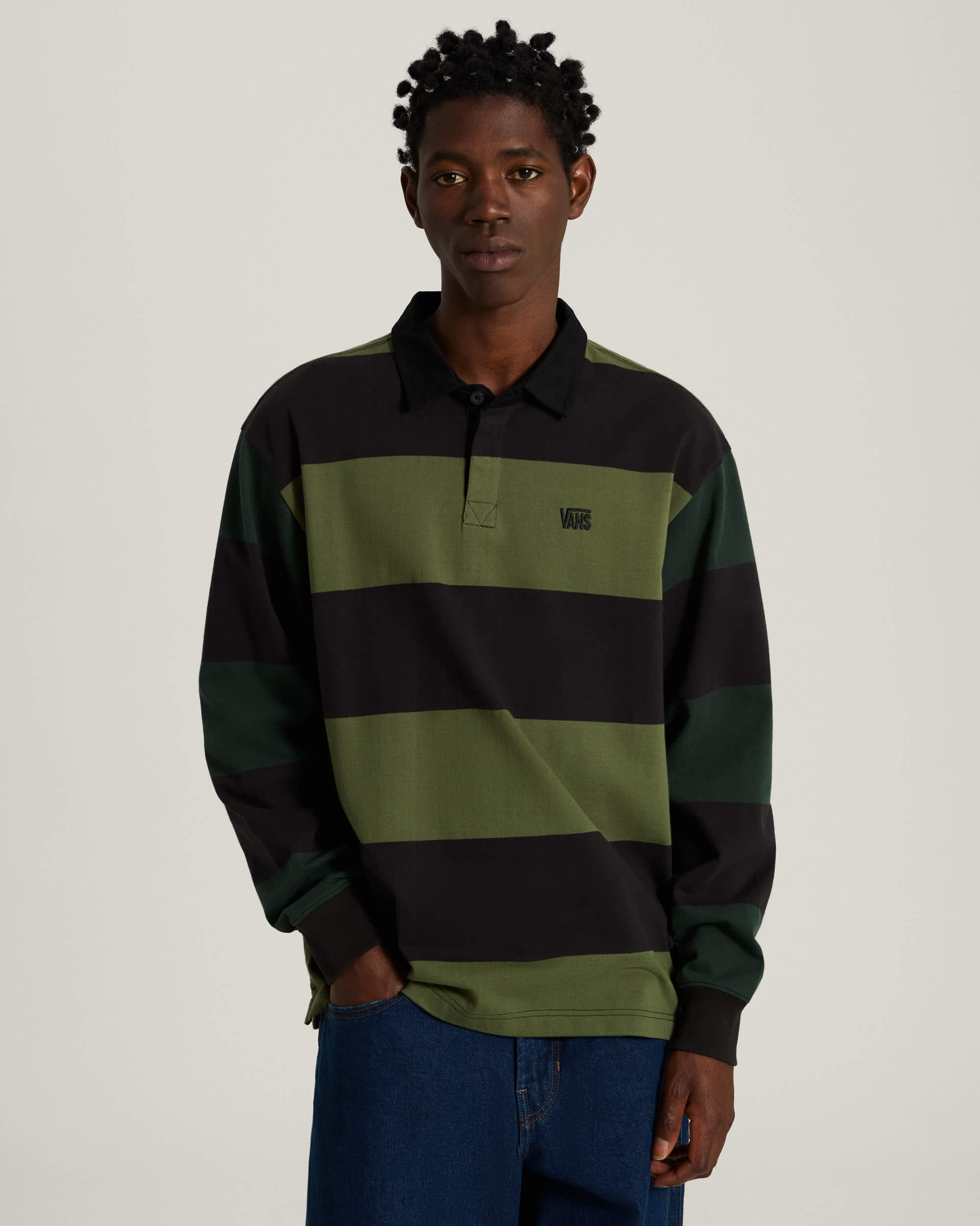 Tricot de rugby  rayures Ward VANS Vert ALT2