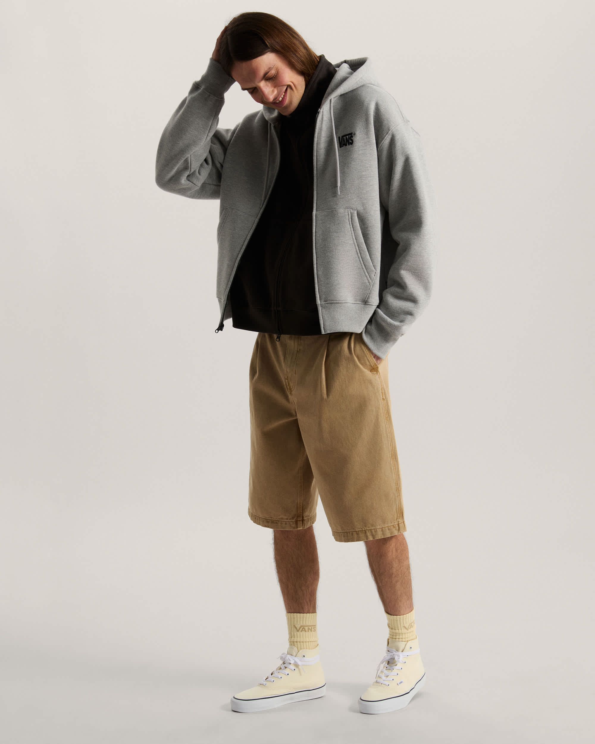 Stretch Logo Zip Pullover Hoodie VANS Grey ALT5