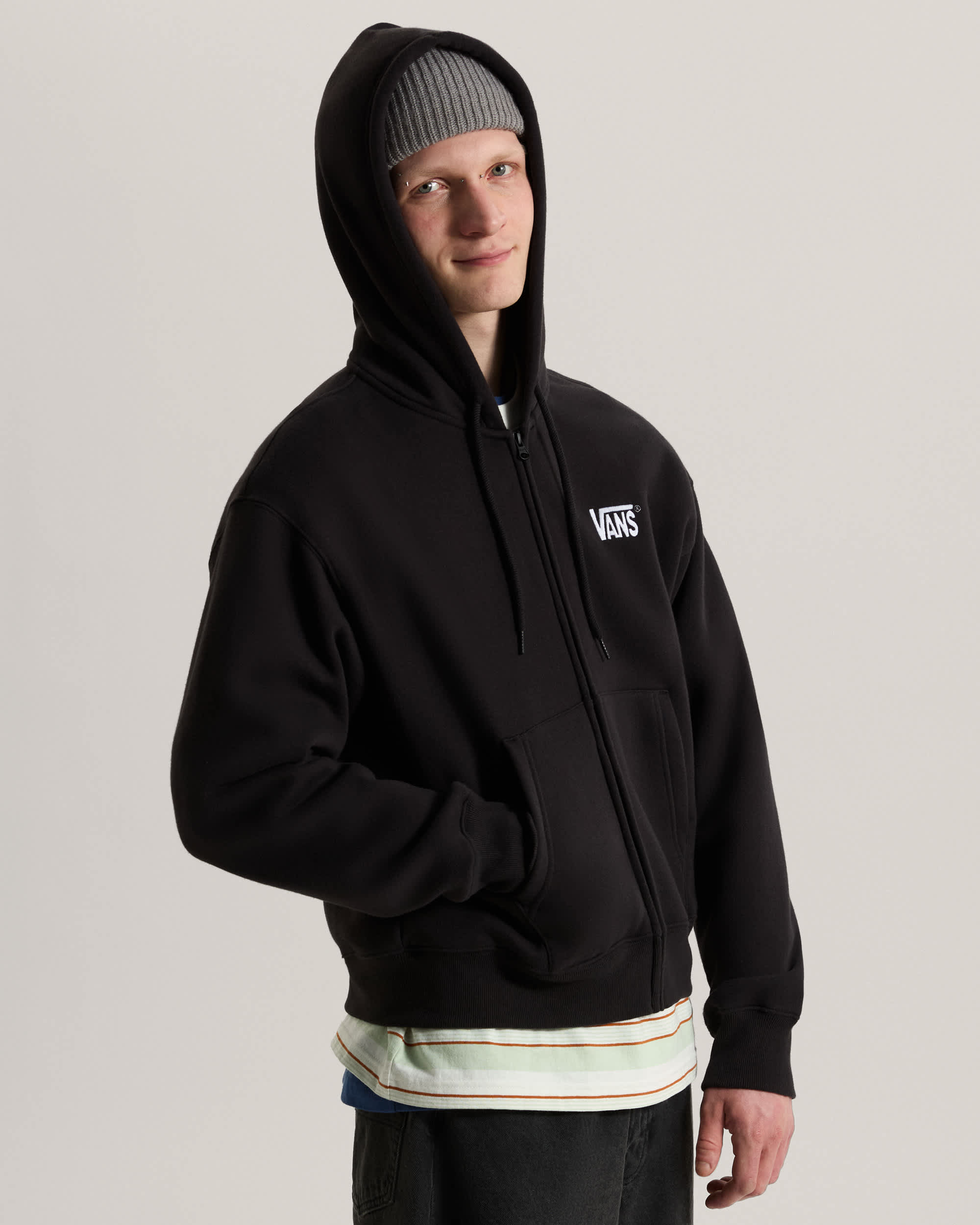 Stretch Logo Zip Pullover Hoodie VANS Black ALT2