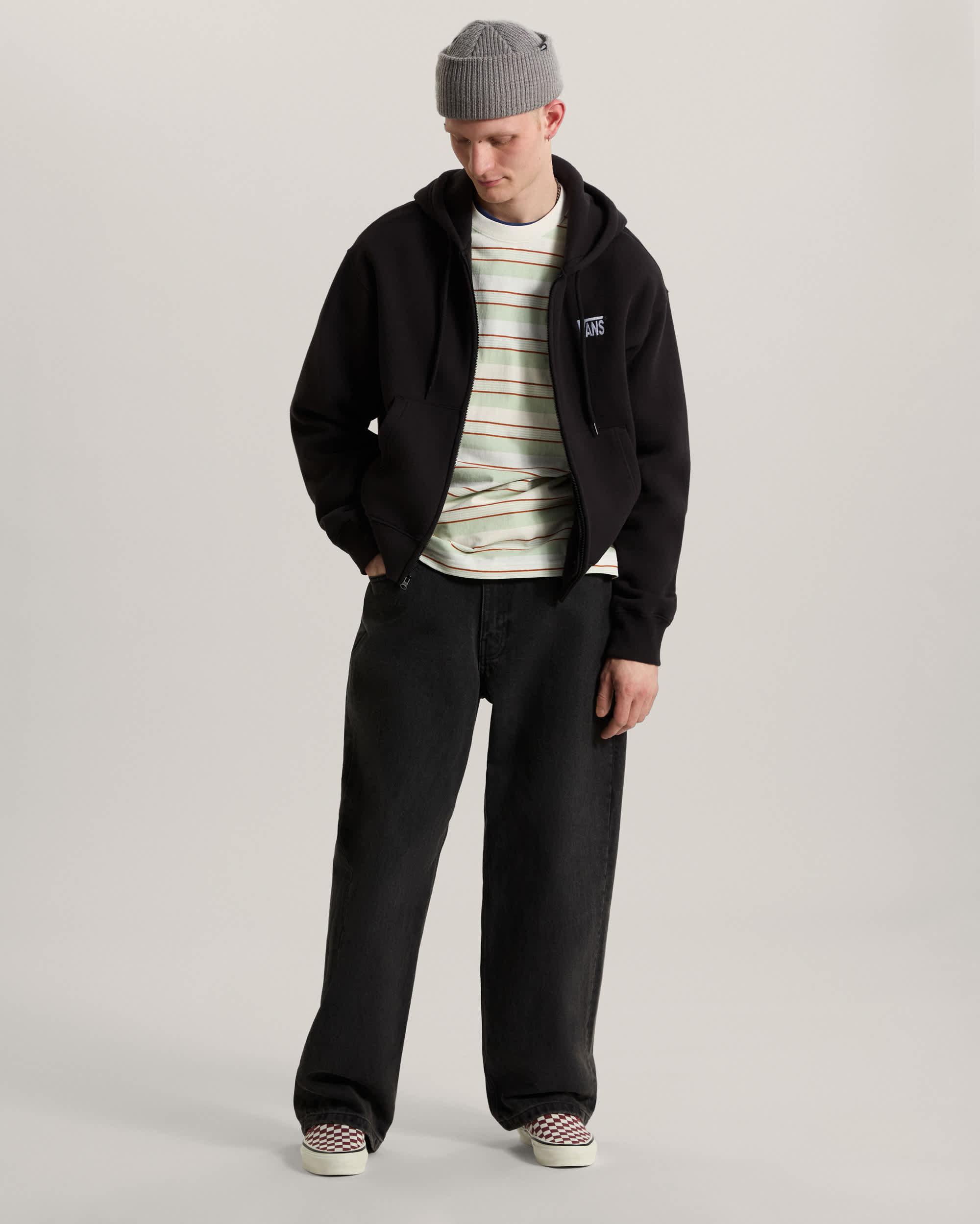 Stretch Logo Zip Pullover Hoodie VANS Black ALT5
