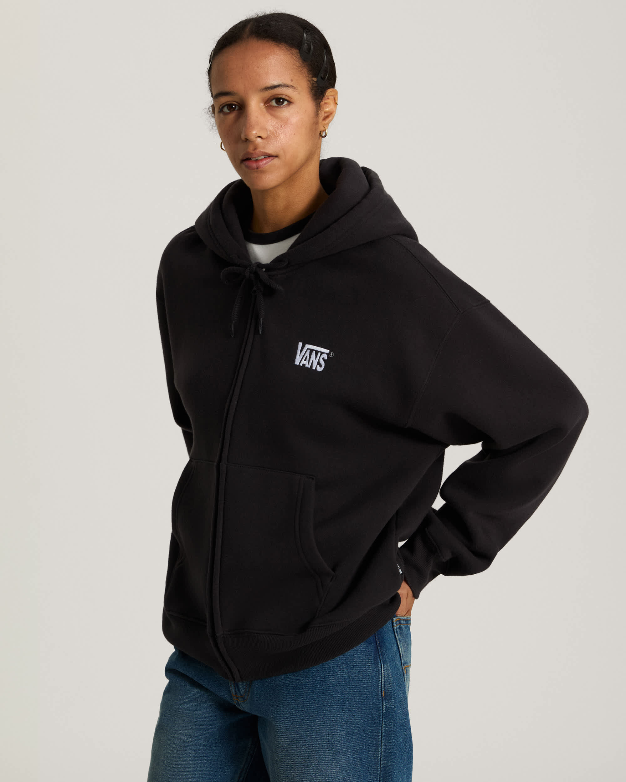 Stretch Logo Zip Pullover Hoodie VANS Black ALT6