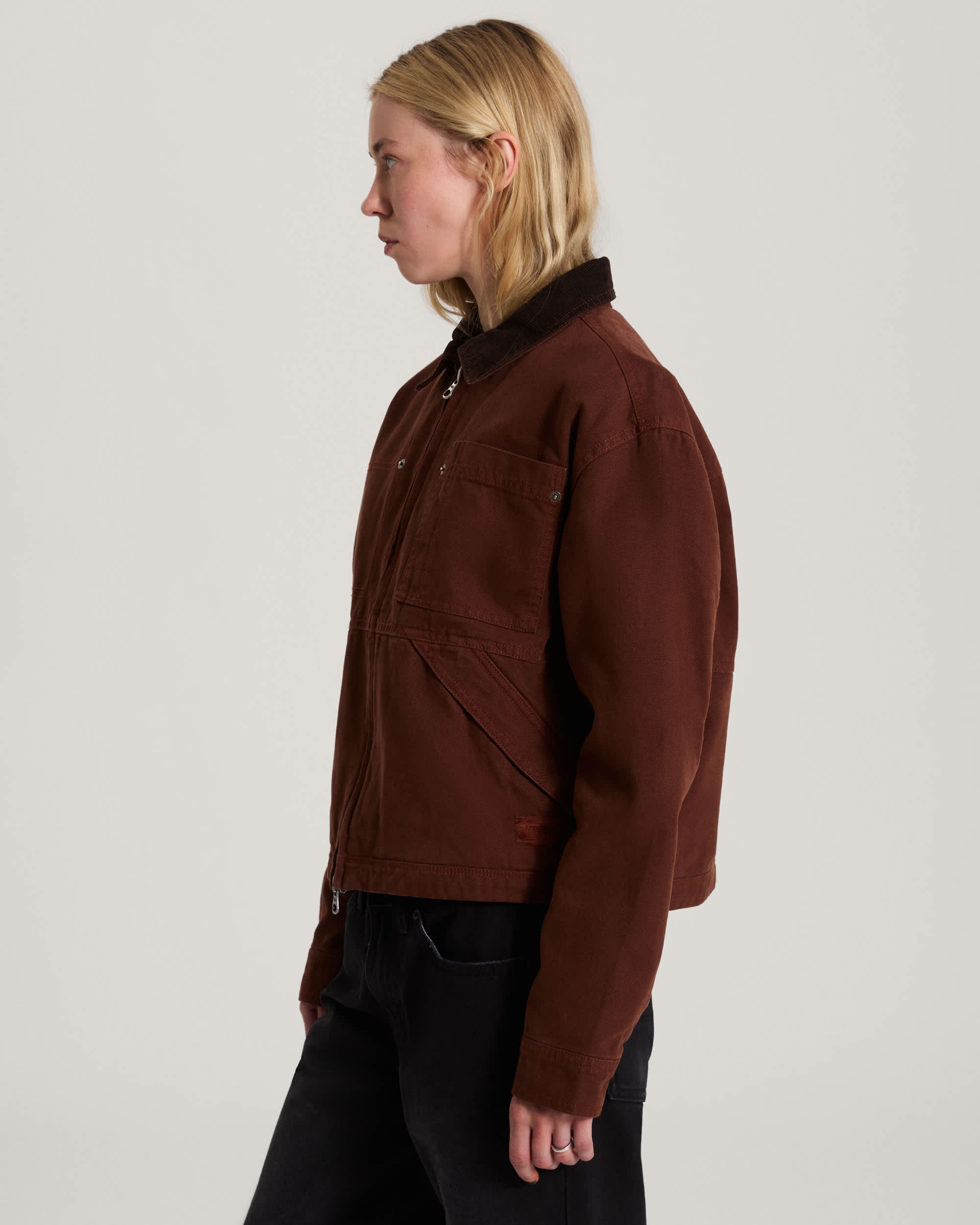 Nicola Cropped Chore Canvas Jacket Brown Earth VANS Brown ALT4