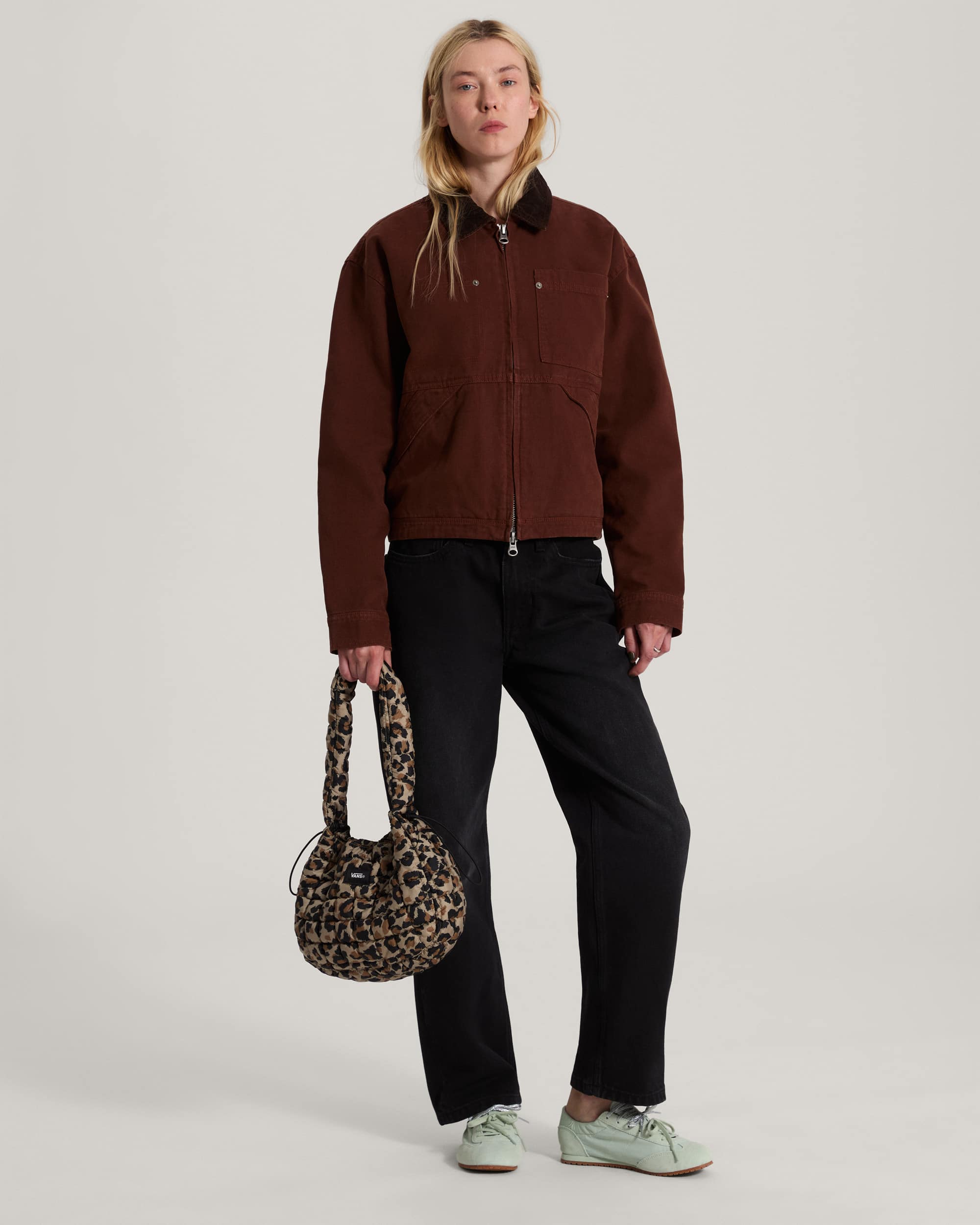 Nicola Cropped Chore Canvas Jacket Brown Earth VANS Brown ALT5