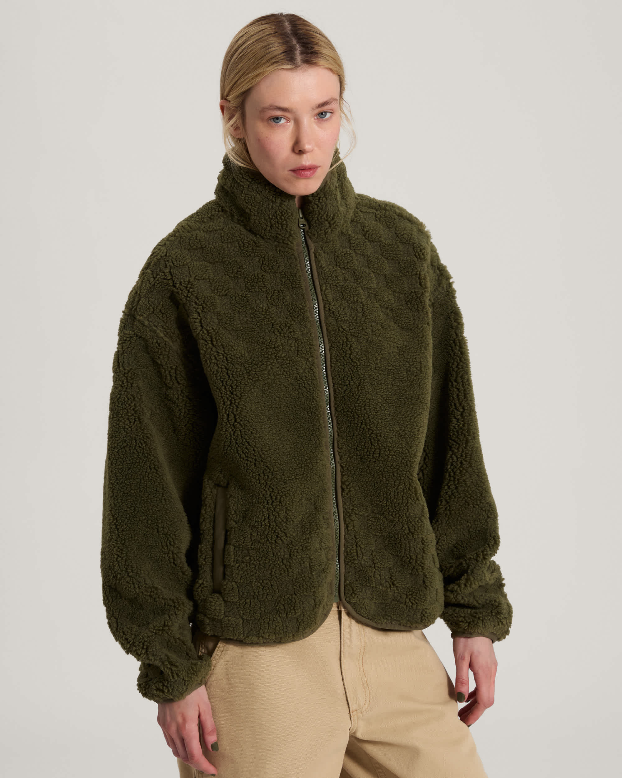 Queens High Pile Jacket Mossy Olive VANS Vert ALT2