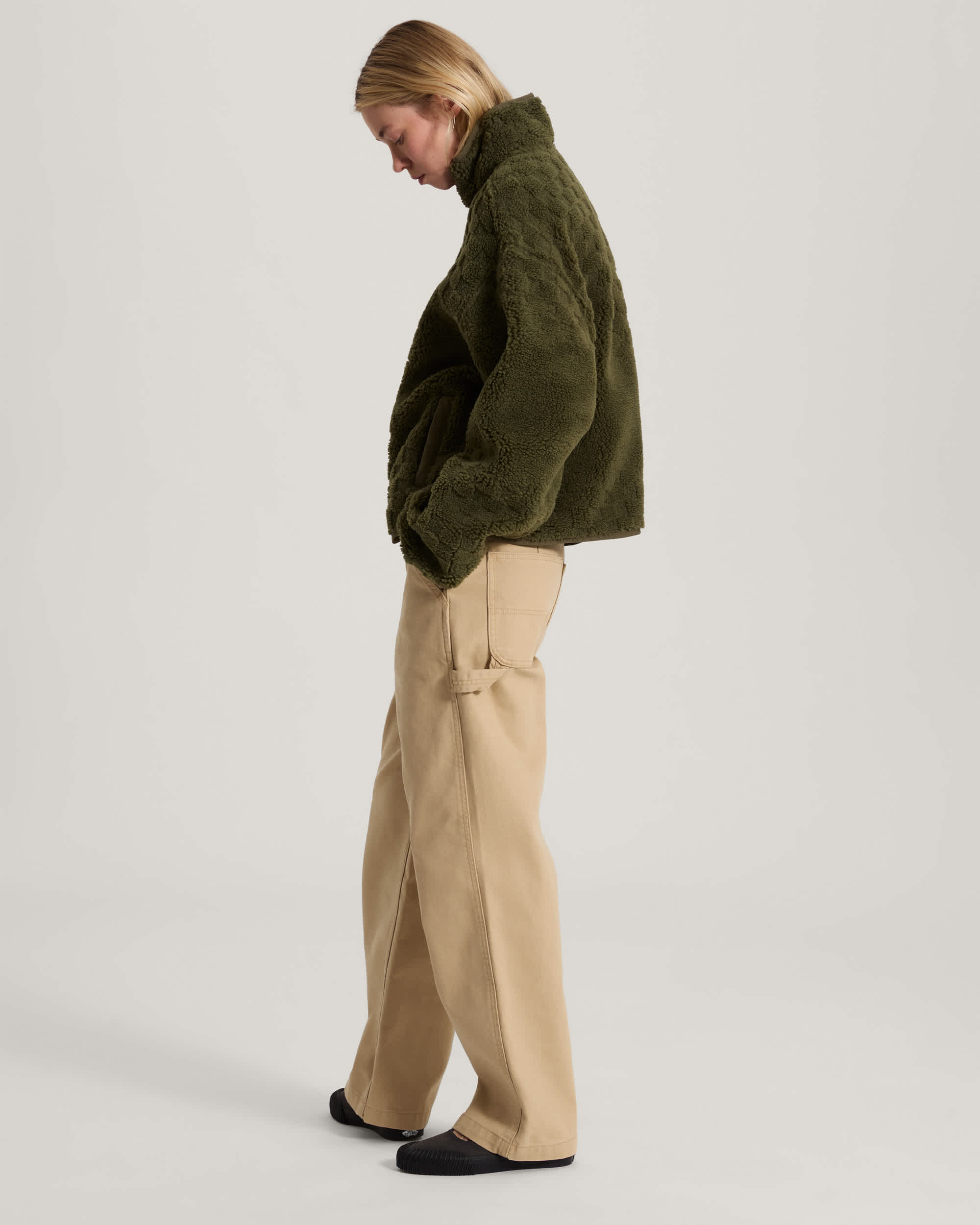 Queens High Pile Jacket Mossy Olive VANS Vert ALT5