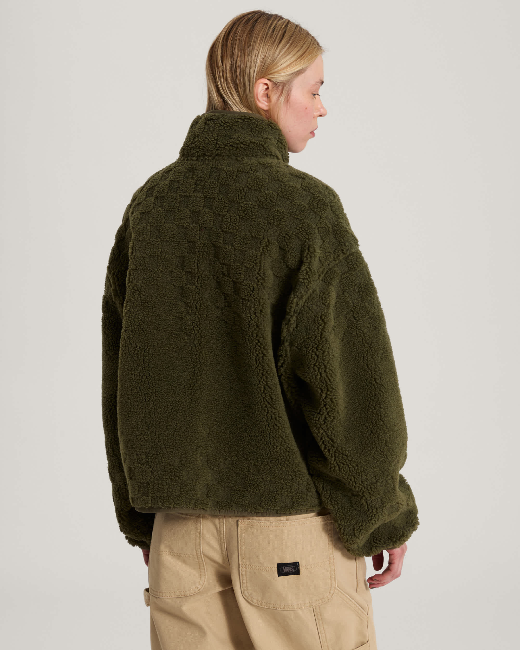 Queens High Pile Jacket Mossy Olive VANS Vert ALT3