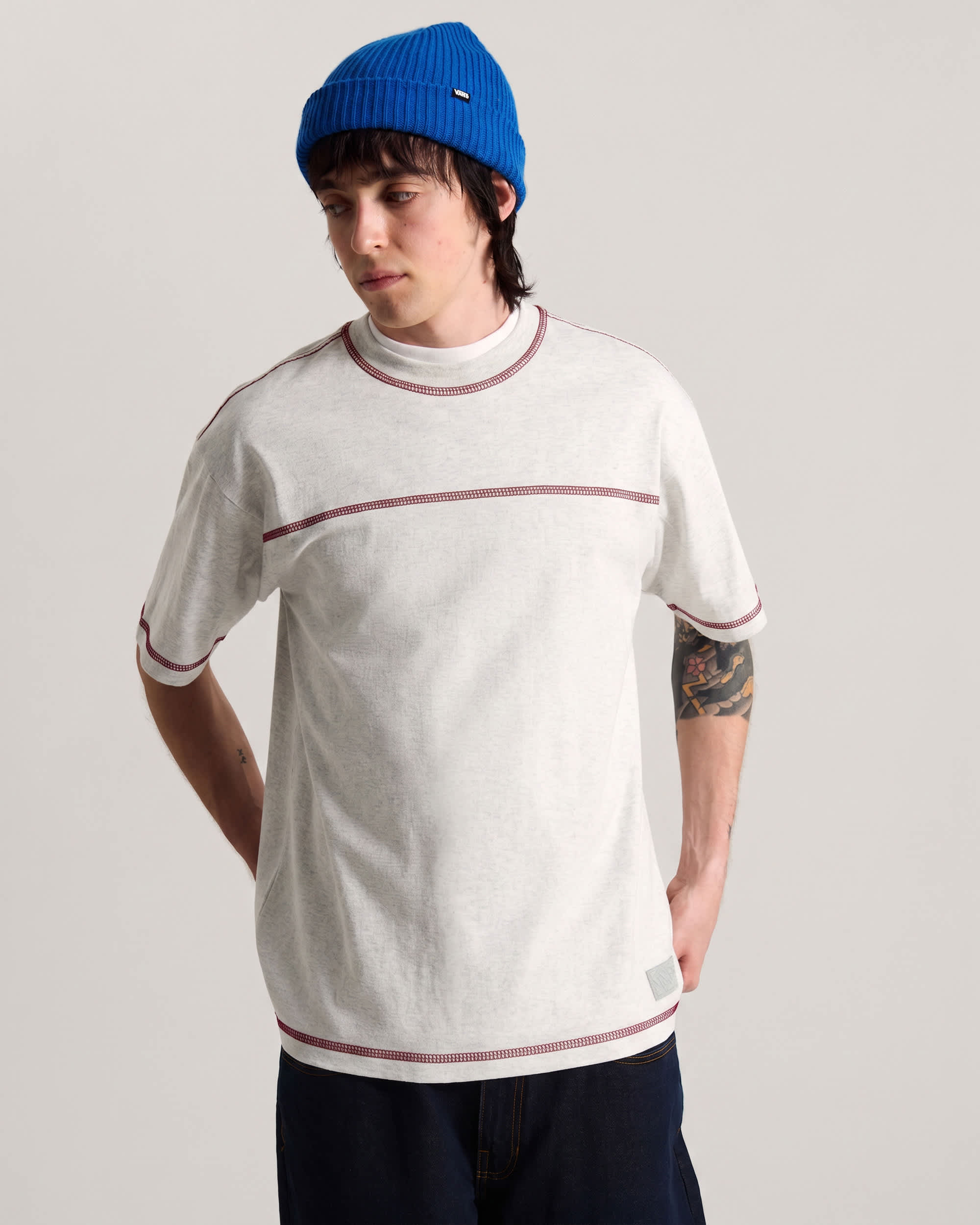 Contrast Stitch Loose Fit SS Tee ASH HEATHER VANS Gris ALT2