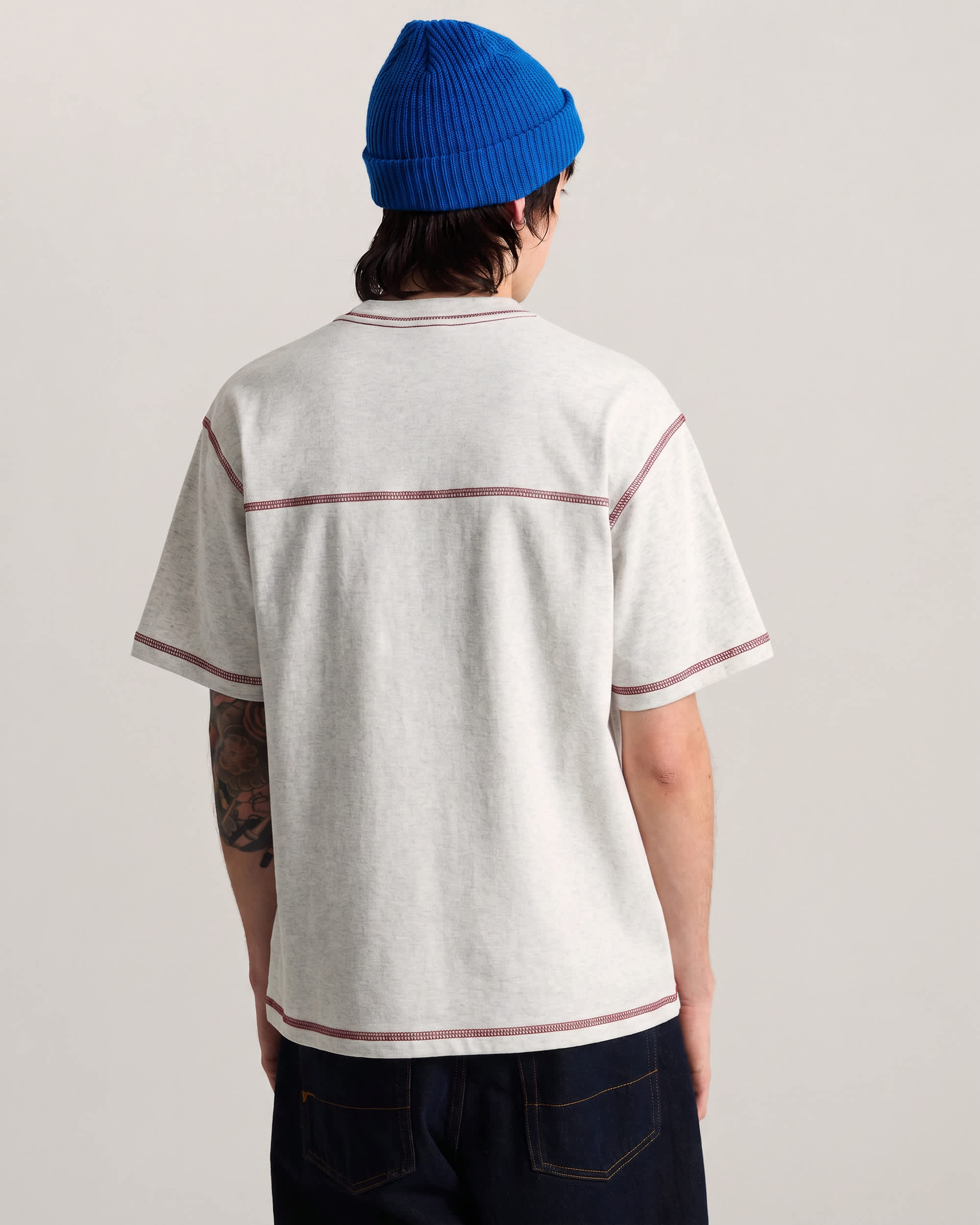 Contrast Stitch Loose Fit SS Tee ASH HEATHER VANS Gris ALT3
