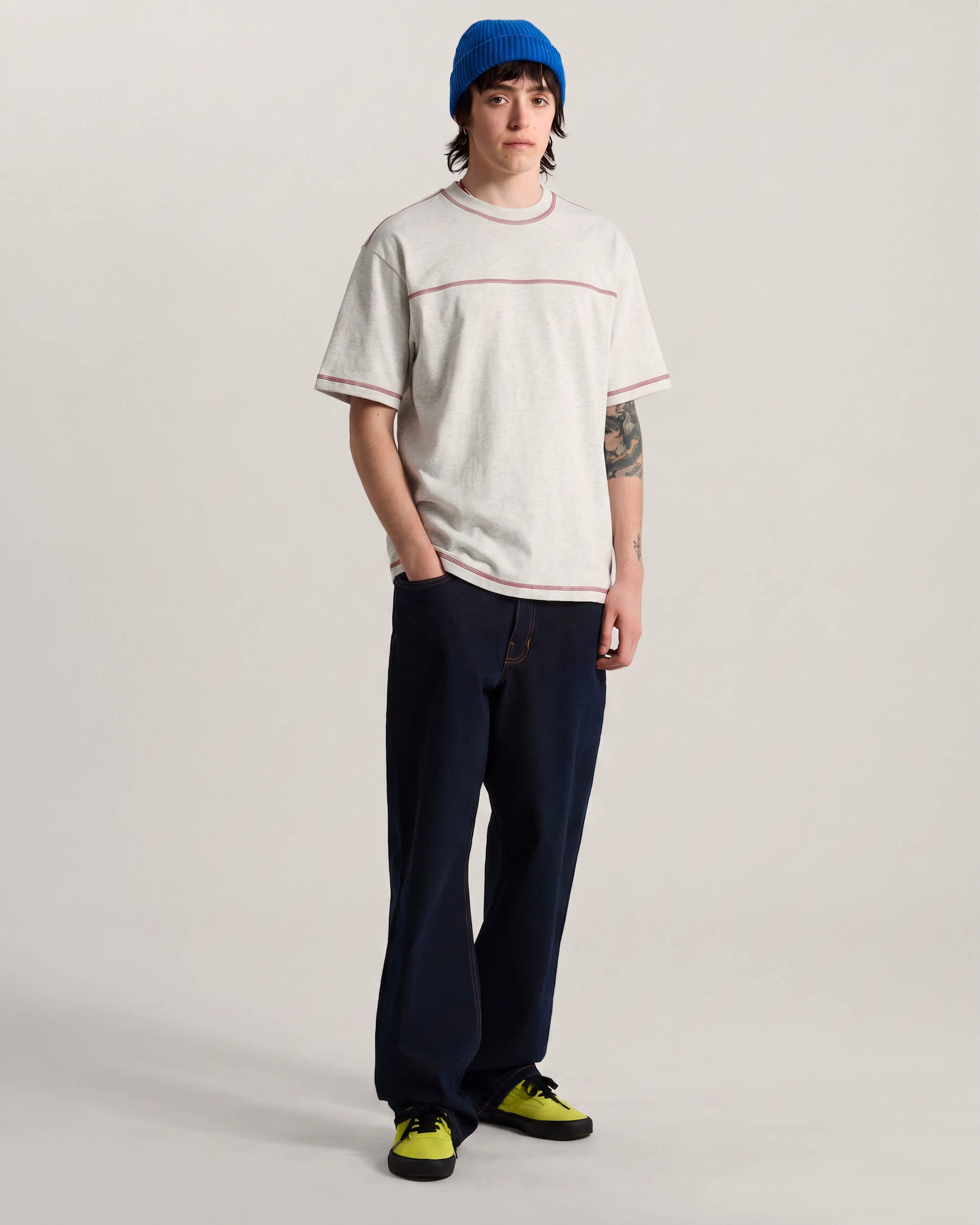 Contrast Stitch Loose Fit SS Tee ASH HEATHER VANS Gris ALT4