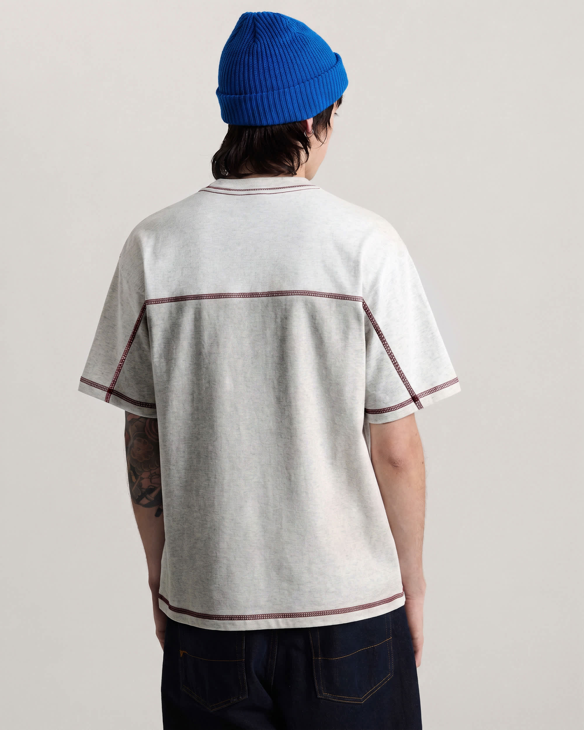 Contrast Stitch Loose Fit SS Tee ASH HEATHER VANS Grey ALT3