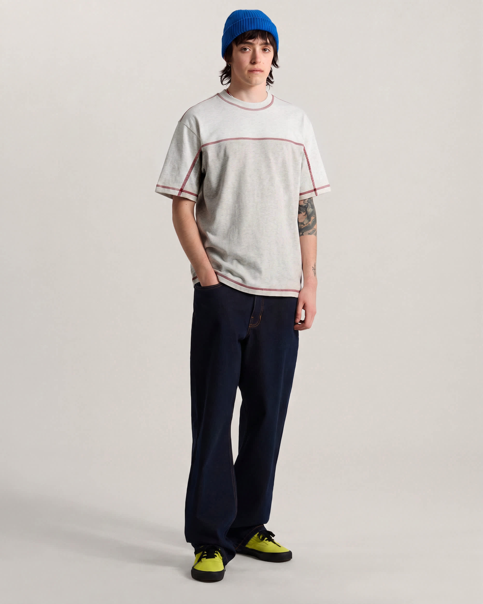 Contrast Stitch Loose Fit SS Tee ASH HEATHER VANS Grey ALT4