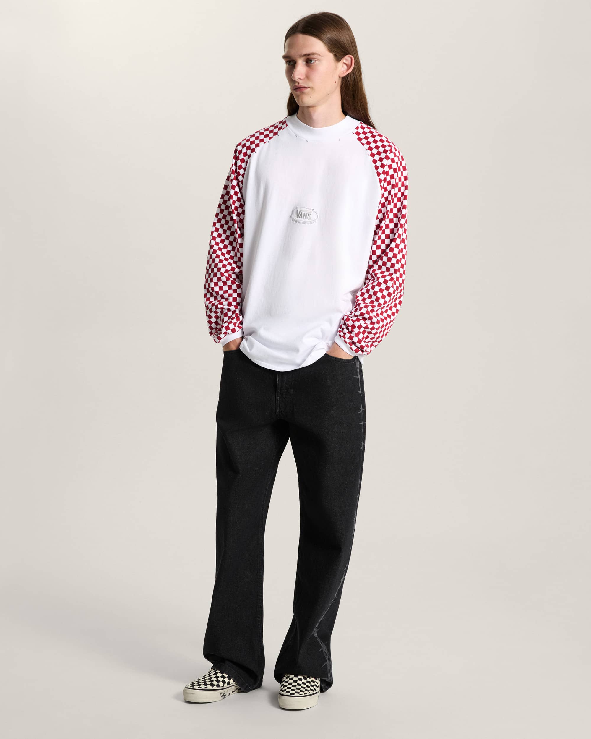 AOD by Slam Jam Racing Long Sleeve TShirt VANS Red ALT5