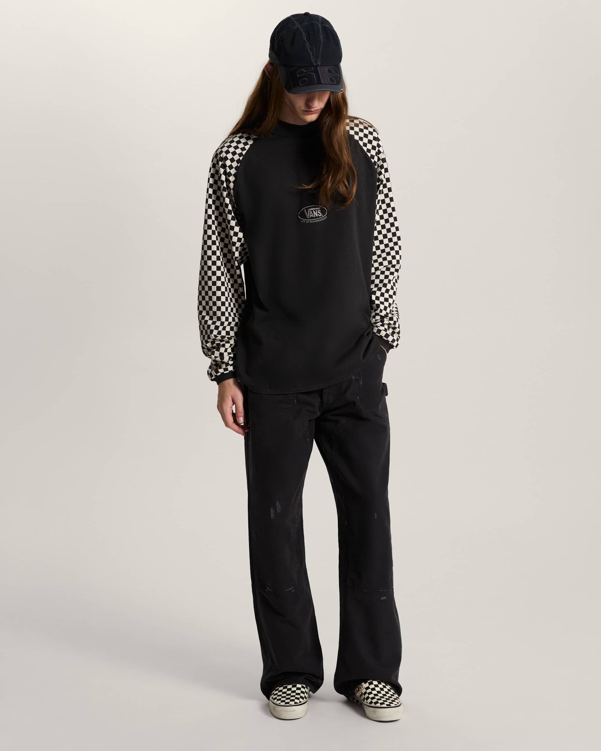 AOD by Slam Jam Racing Long Sleeve TShirt VANS Black ALT5