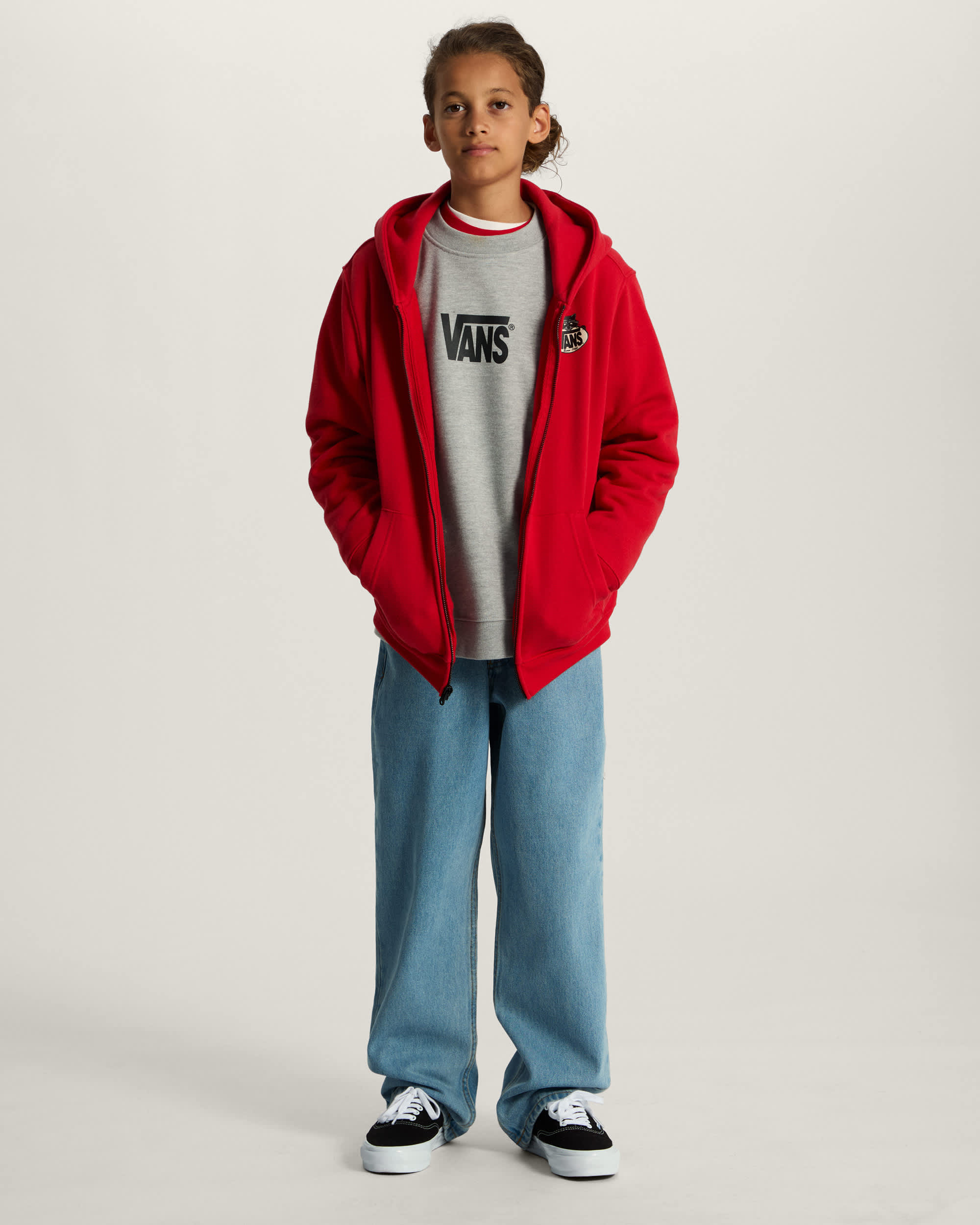 Sweat  capuche zipp Dumpster Raccoon Ado 814 ans VANS Rouge ALT5