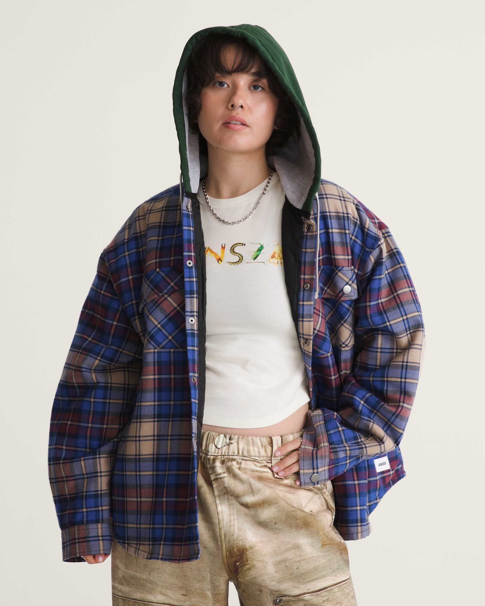 VANSZA Flannel Hoodie VANS Blue ALT3