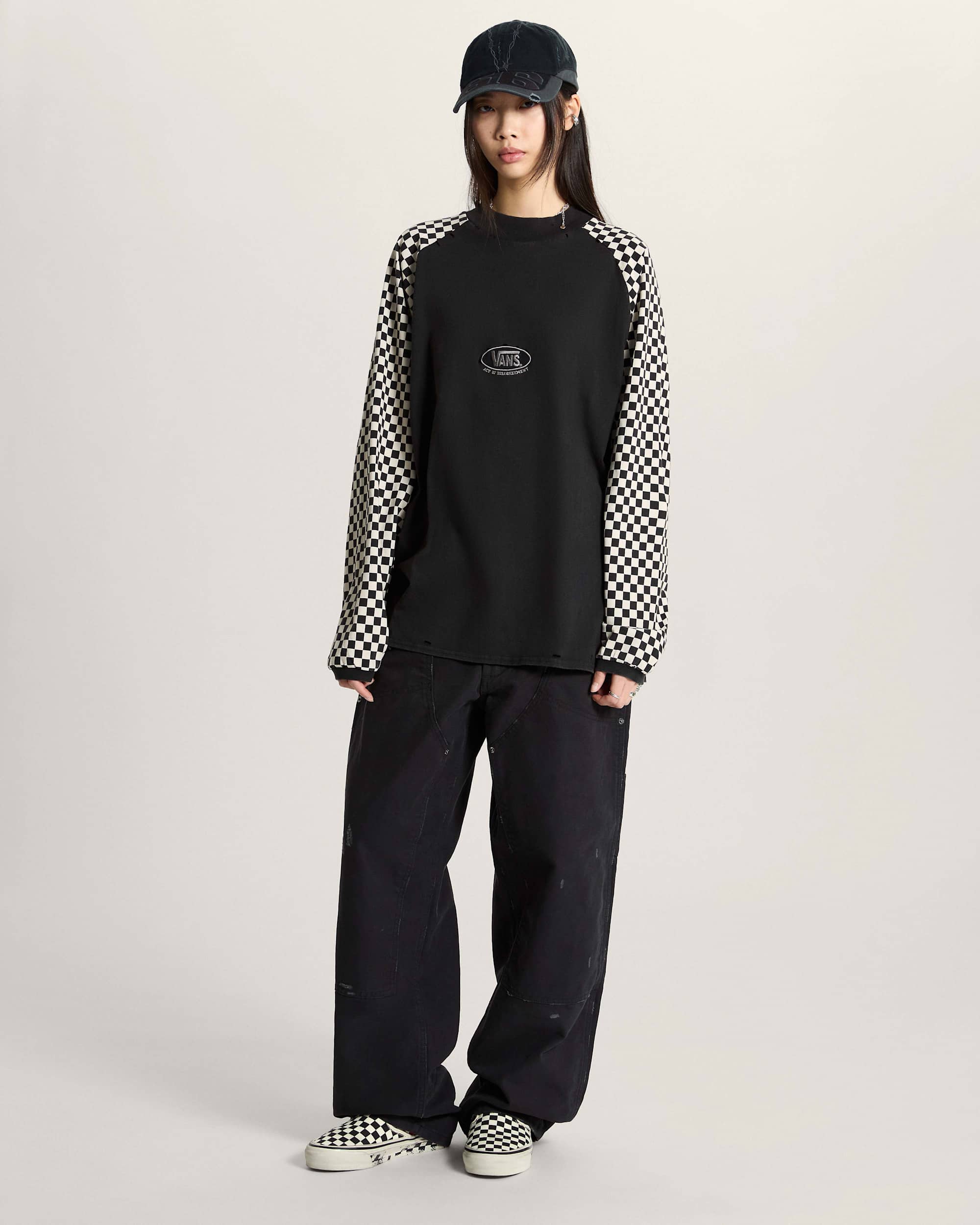 AOD by Slam Jam Racing Long Sleeve TShirt VANS Black ALT9