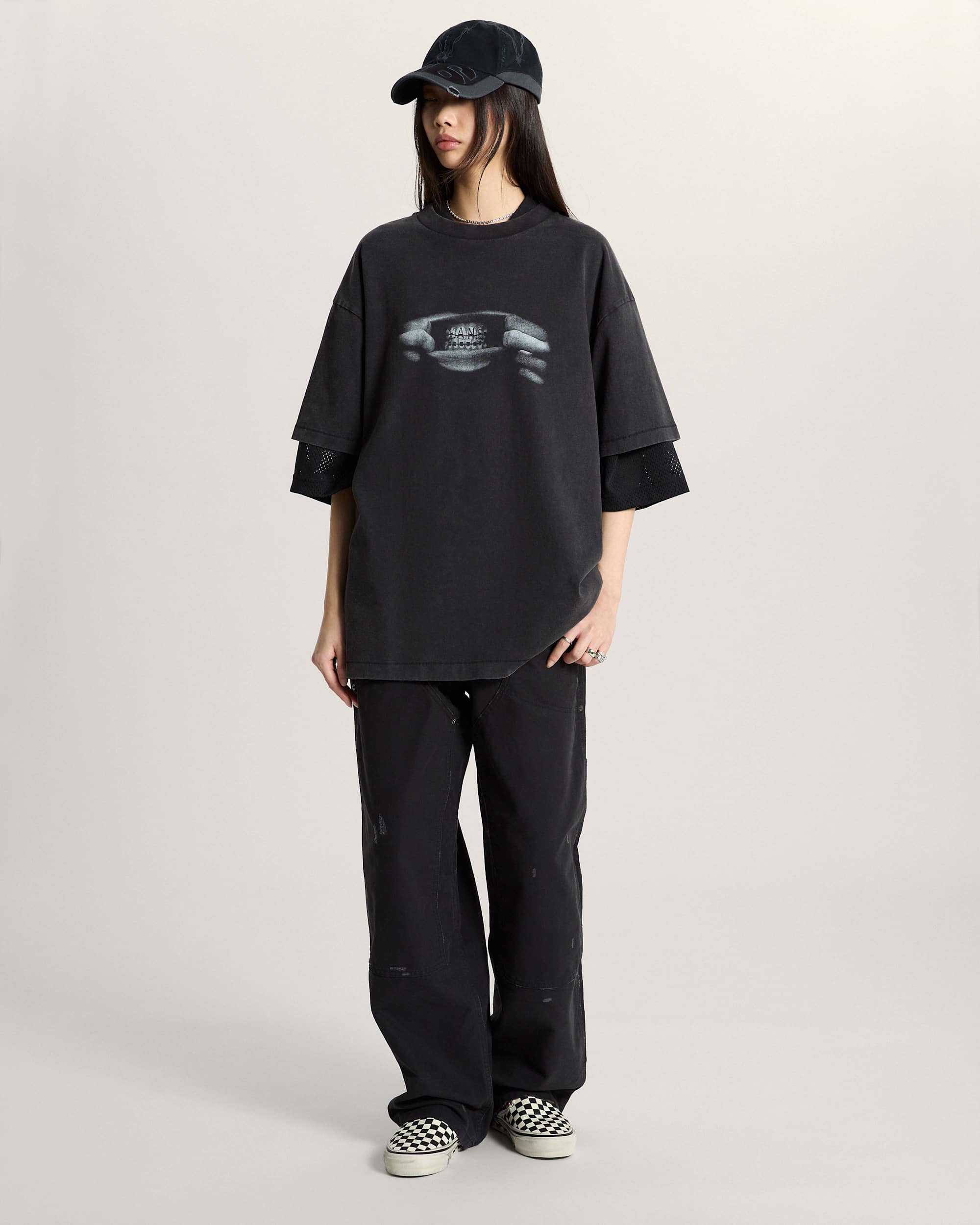AOD by Slam Jam Braces Tee VANS Black ALT8