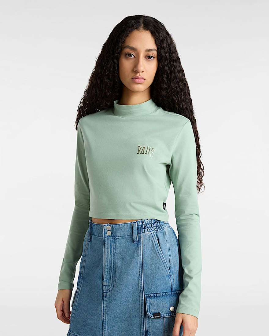 Mini Tee met opstaande kraag en lange mouwen