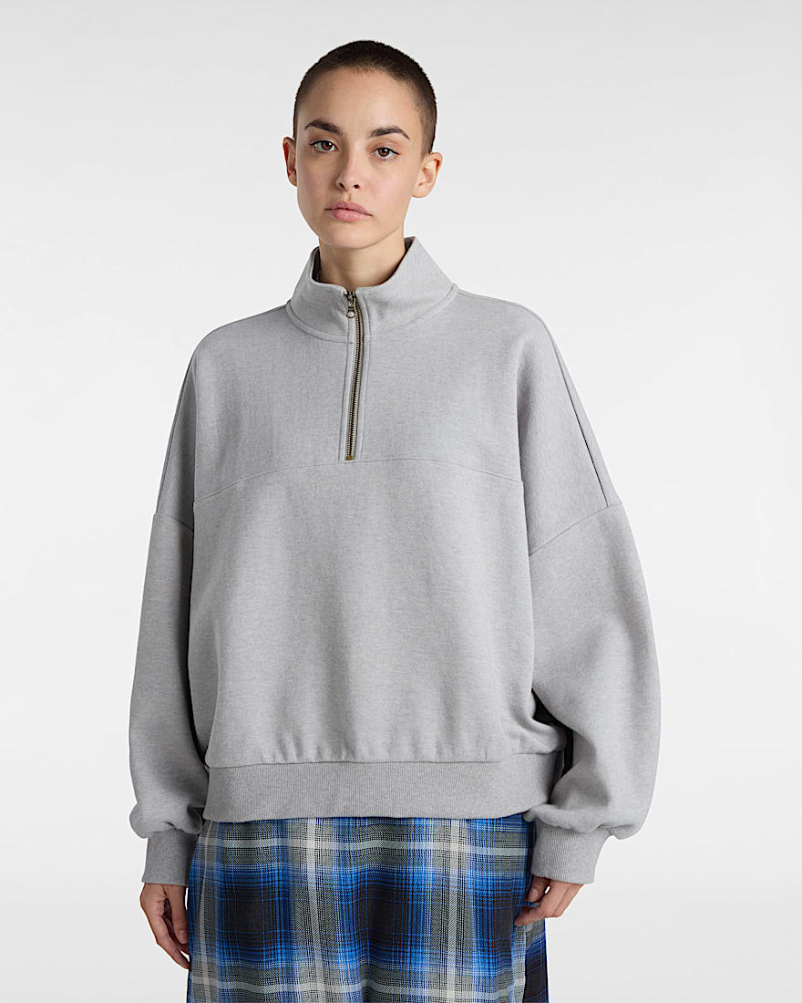 Elevated Double Knit Loose Mock Neck Sweatshirt