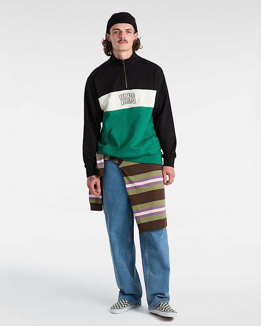 Logo Vintage Colorblock Half Sweatshirt
