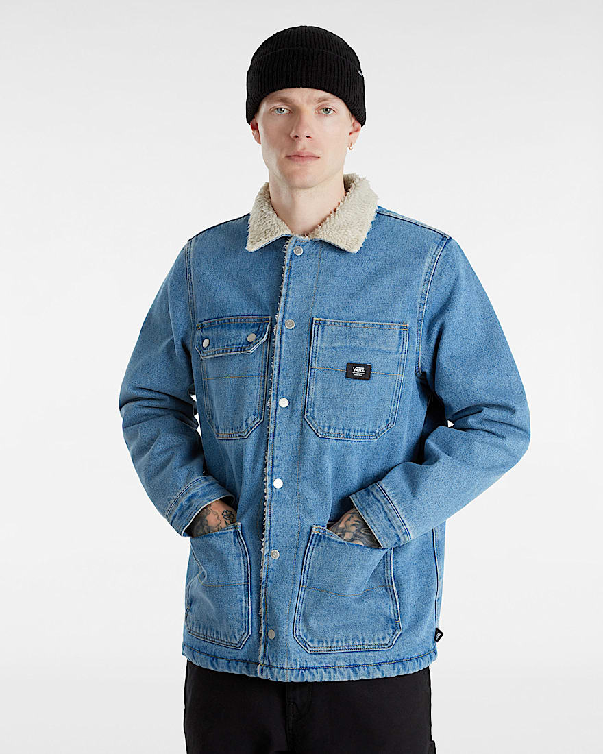 Giacca chore in drill di denim e sherpa