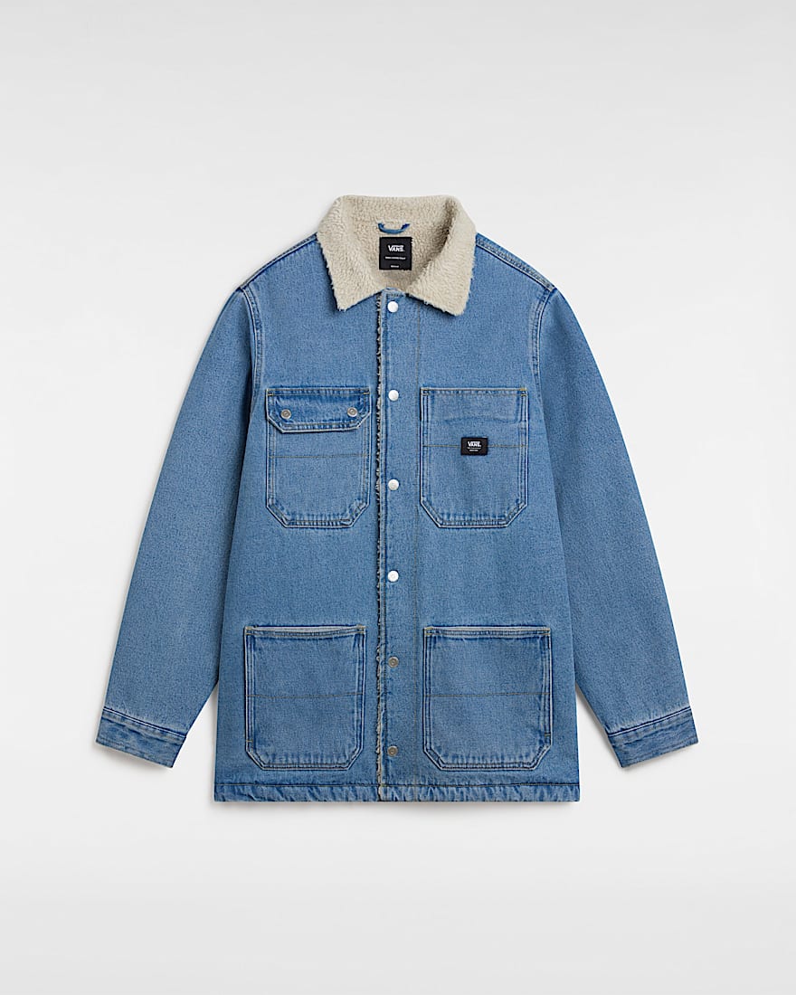 Giacca chore in drill di denim e sherpa - 1