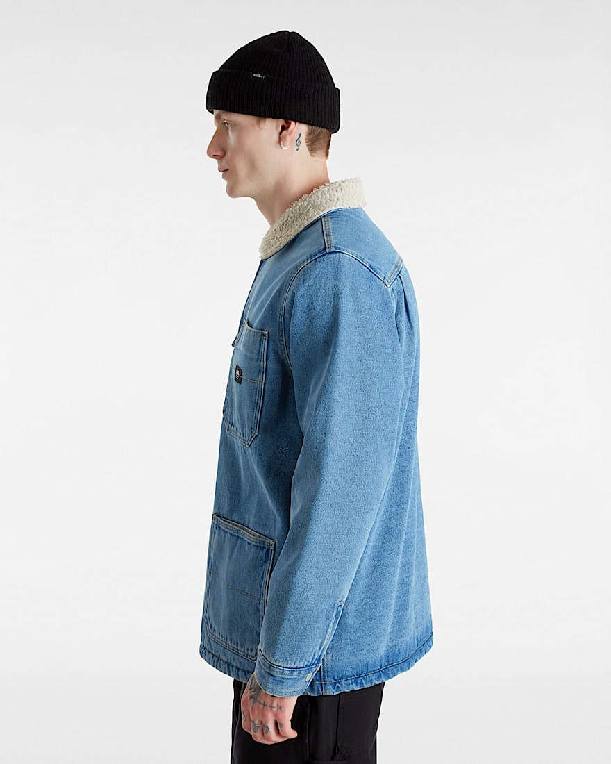 Giacca chore in drill di denim e sherpa