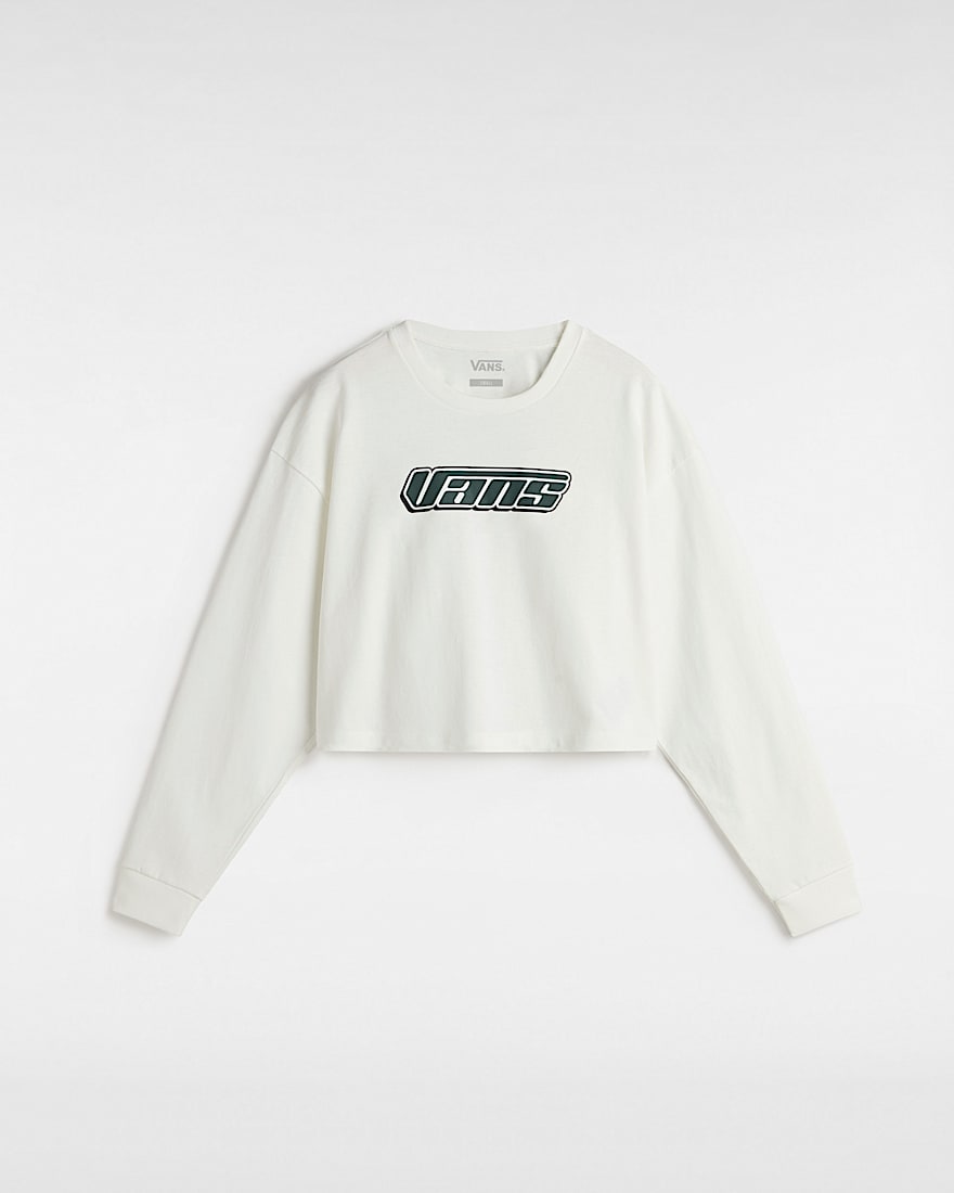 Retro V Hook and Loop Relaxed Long Sleeve Crop T-Shirt - 1