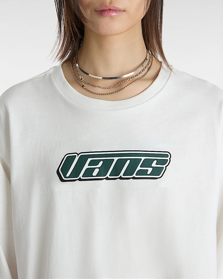 Retro V Hook and Loop Relaxed Long Sleeve Crop T-Shirt