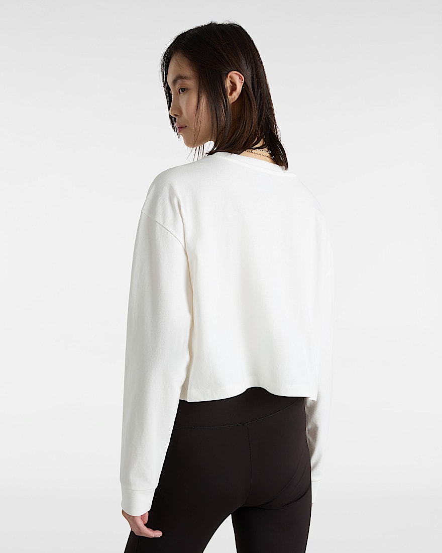 Retro V Hook and Loop Relaxed Long Sleeve Crop T-Shirt