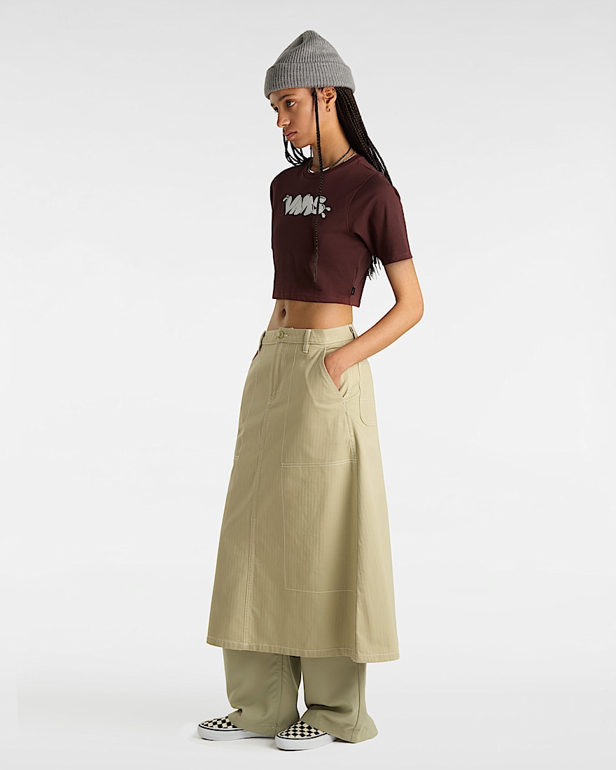 Busted Type Crop RundhalsTShirt VANS Braun ALT4