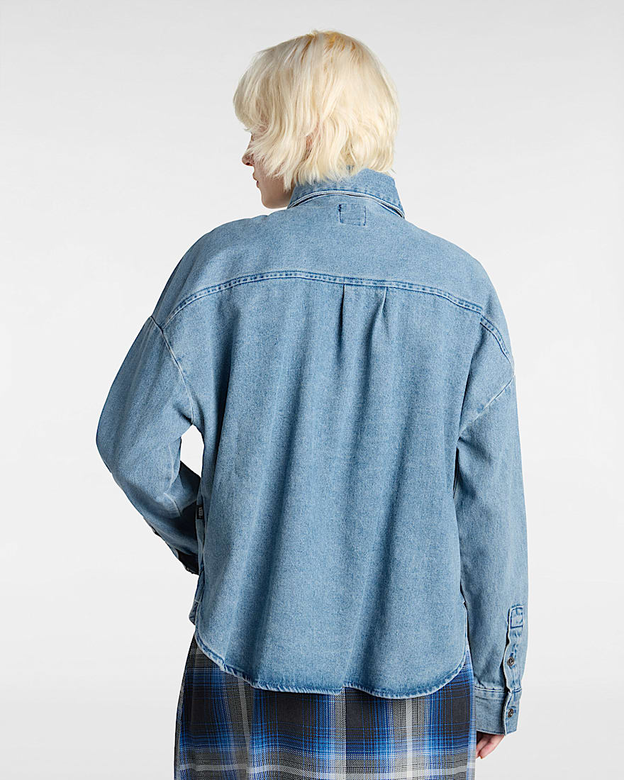 Antica Boxy Woven JeansLangarmhemd VANS Blau ALT3